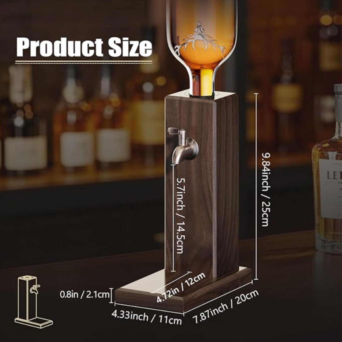 Personalized Wooden Liquor Dispenser, Custom Whiskey & Bourbon Tap, Wine Bottle Dispenser Gift for Men, Home Bar Decor, Fathers Day Gift