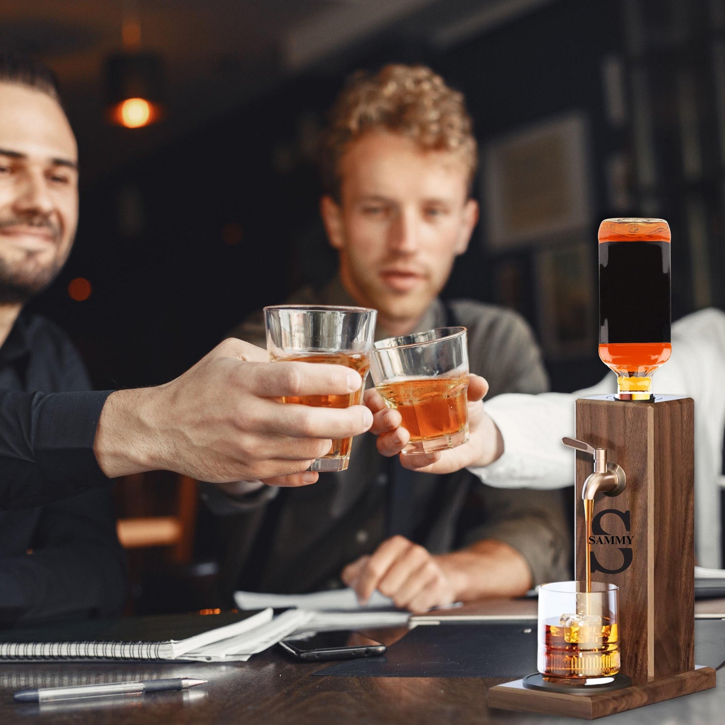 Personalized Wooden Liquor Dispenser, Custom Whiskey & Bourbon Tap, Wine Bottle Dispenser Gift for Men, Home Bar Decor, Fathers Day Gift