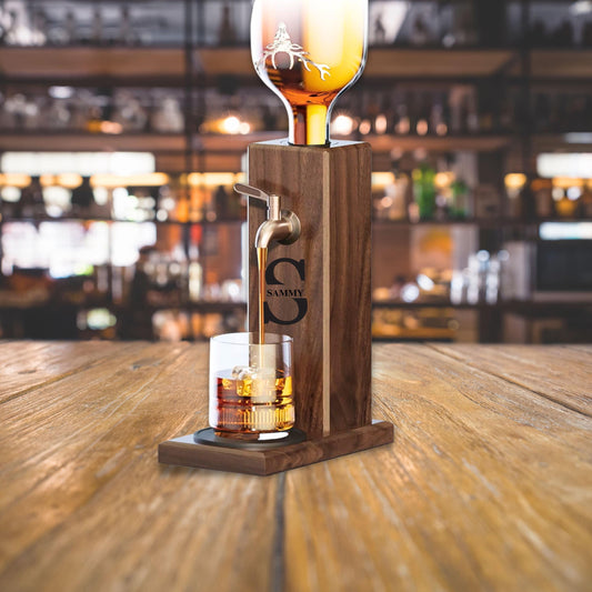 Personalized Wooden Liquor Dispenser, Custom Whiskey & Bourbon Tap, Wine Bottle Dispenser Gift for Men, Home Bar Decor, Fathers Day Gift