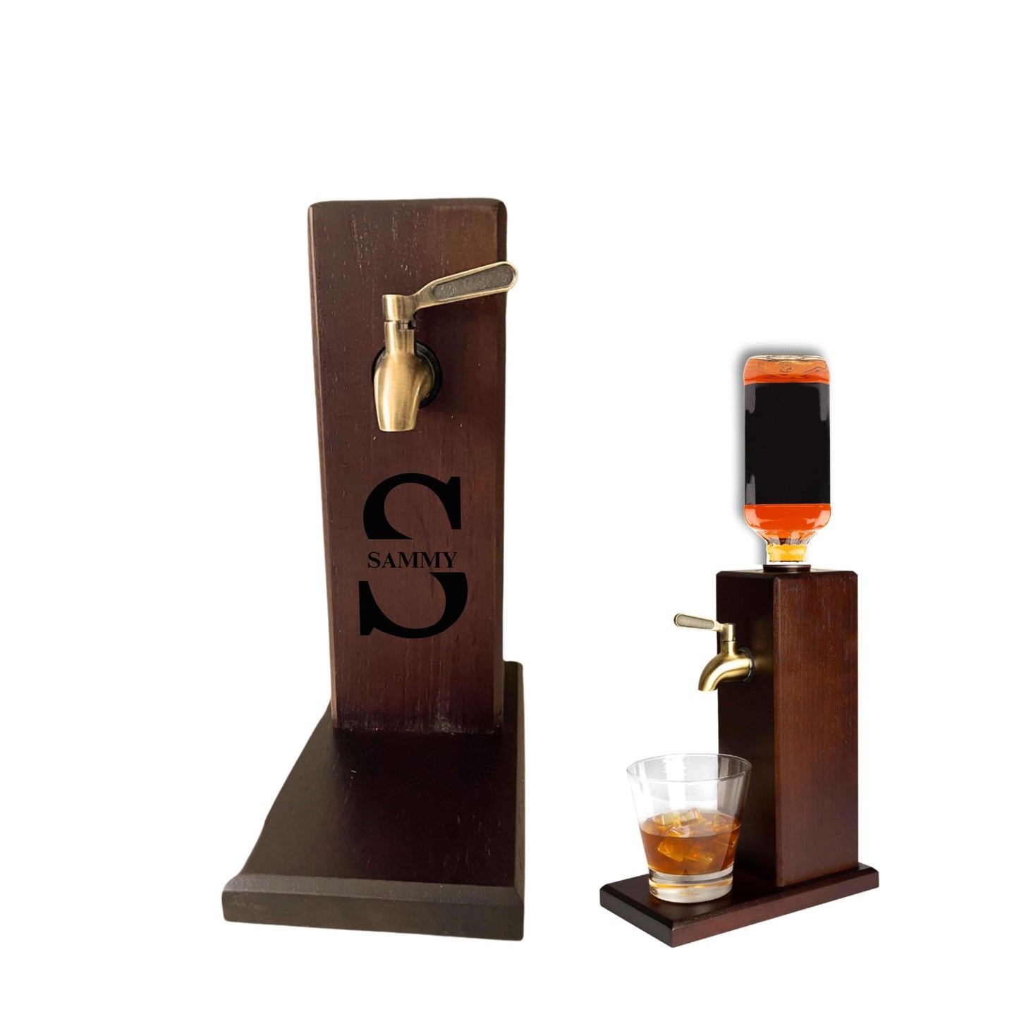 Custom Engraved Wooden Whiskey Dispenser, Personalized Liquor Tap Gift for Men, Whiskey Bar Accessory, Groomsmen Gift, Fathers Day Gift