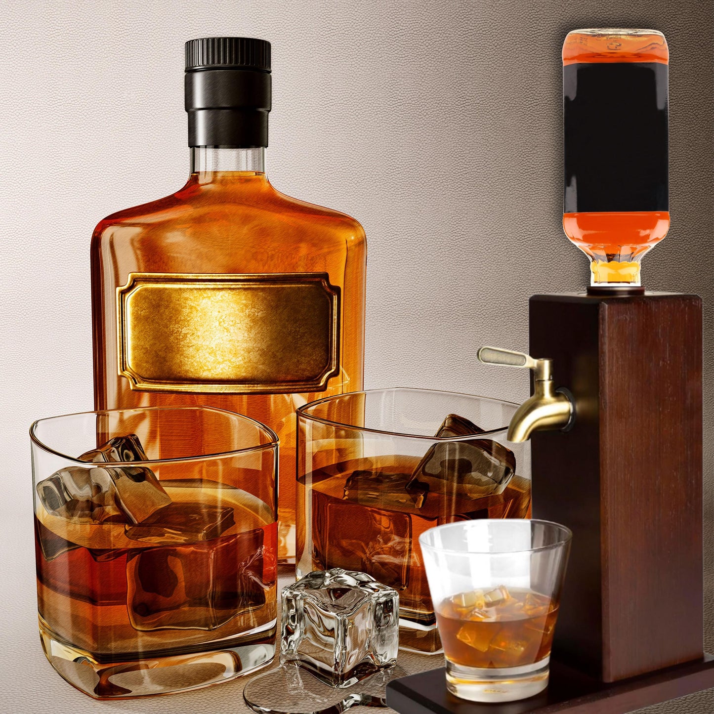 Custom Engraved Wooden Whiskey Dispenser, Personalized Liquor Tap Gift for Men, Whiskey Bar Accessory, Groomsmen Gift, Fathers Day Gift