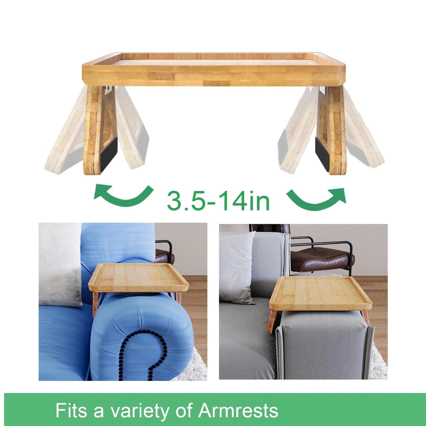 Custom Engraved Wooden Sofa Armrest Tray, Personalized Couch Arm Table for Drink & Snack, Foldable Couch Tray, Gift for Couple Home Lovers