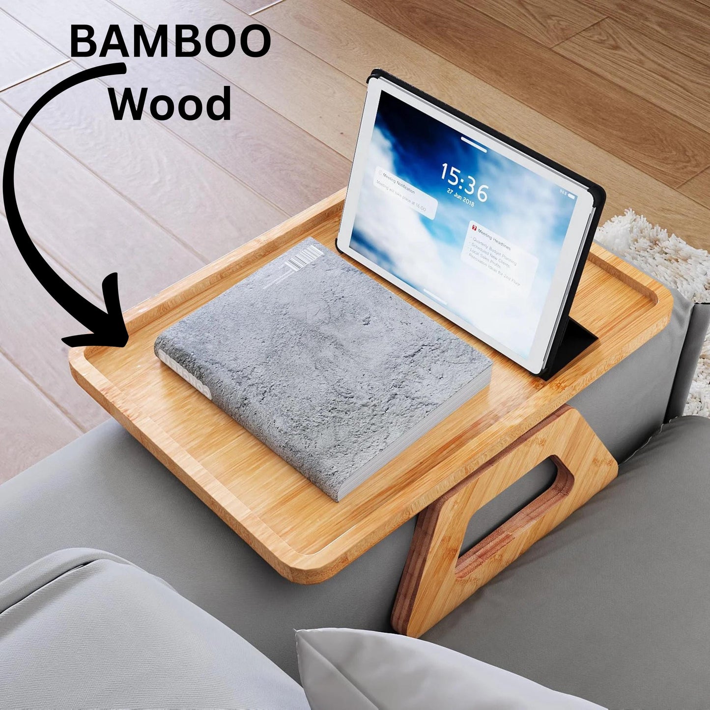 Custom Engraved Wooden Sofa Armrest Tray, Personalized Couch Arm Table for Drink & Snack, Foldable Couch Tray, Gift for Couple Home Lovers