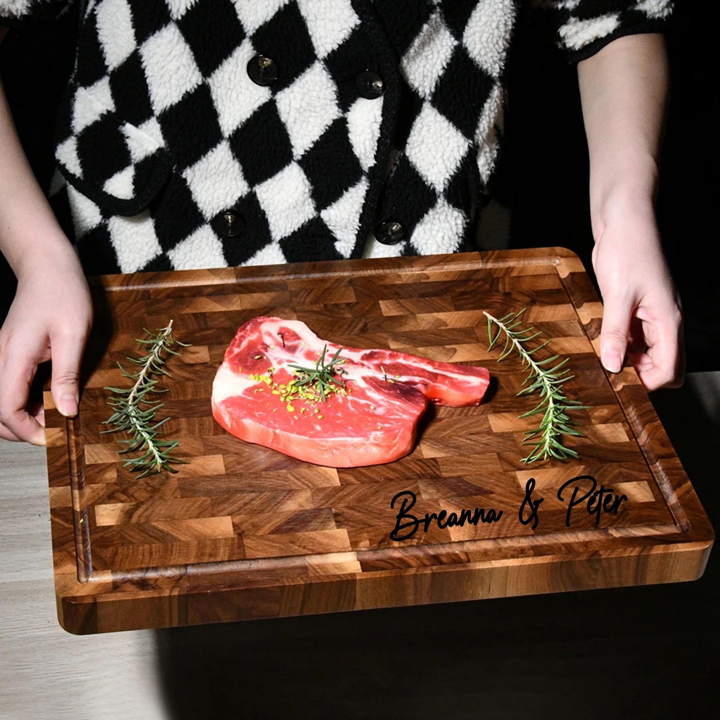 Custom Cutting Board with Juice Grooves Custom Walnut Charcuterie Board, Engraved Cheese Board, Wedding Gift for her, Housewarming gift