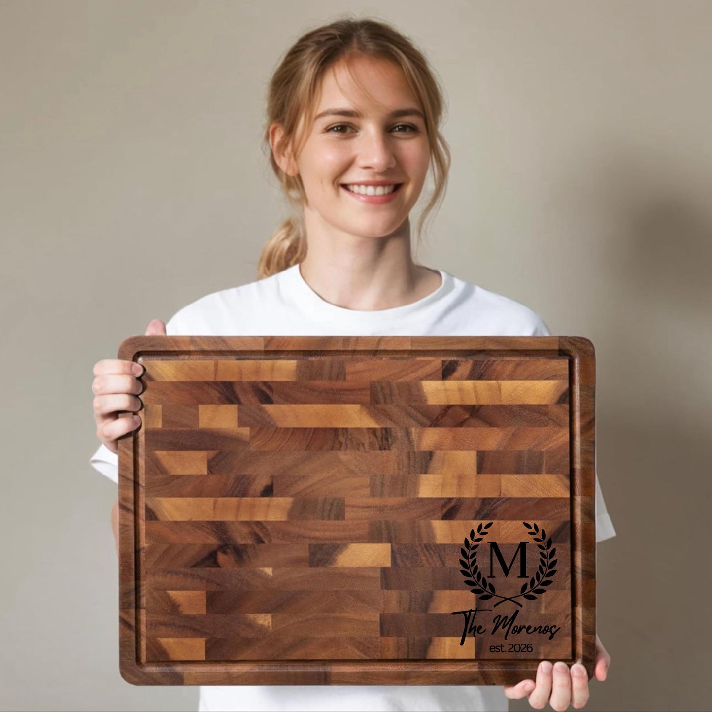 Custom Cutting Board with Juice Grooves Custom Walnut Charcuterie Board, Engraved Cheese Board, Wedding Gift for her, Housewarming gift