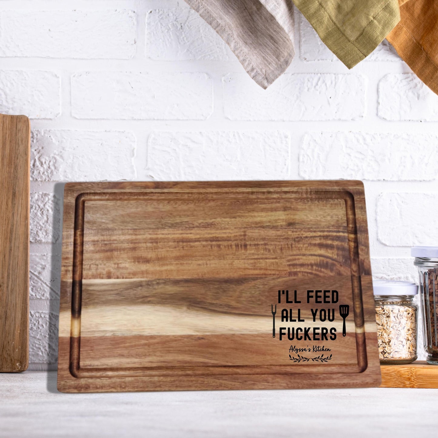 Custom Acacia Cutting Board with Juice Groove,Personalized Charcuterie Board, Engraved Cheese Board, Wedding Gift for her, Housewarming gift