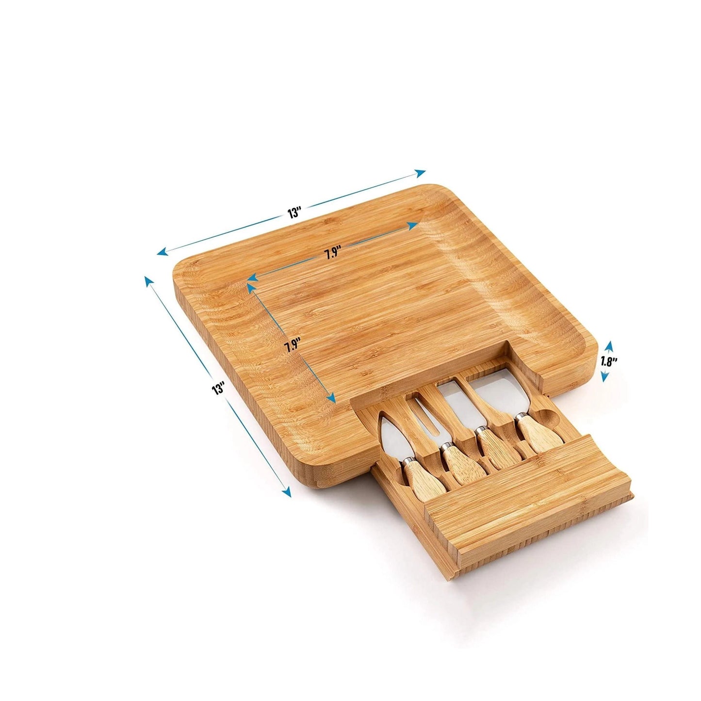 Personalized Bamboo Cheese Board Set with Hidden Knife Drawer, Custom Charcuterie Board Wedding Gift, Anniversary Gift, Housewarming Gift