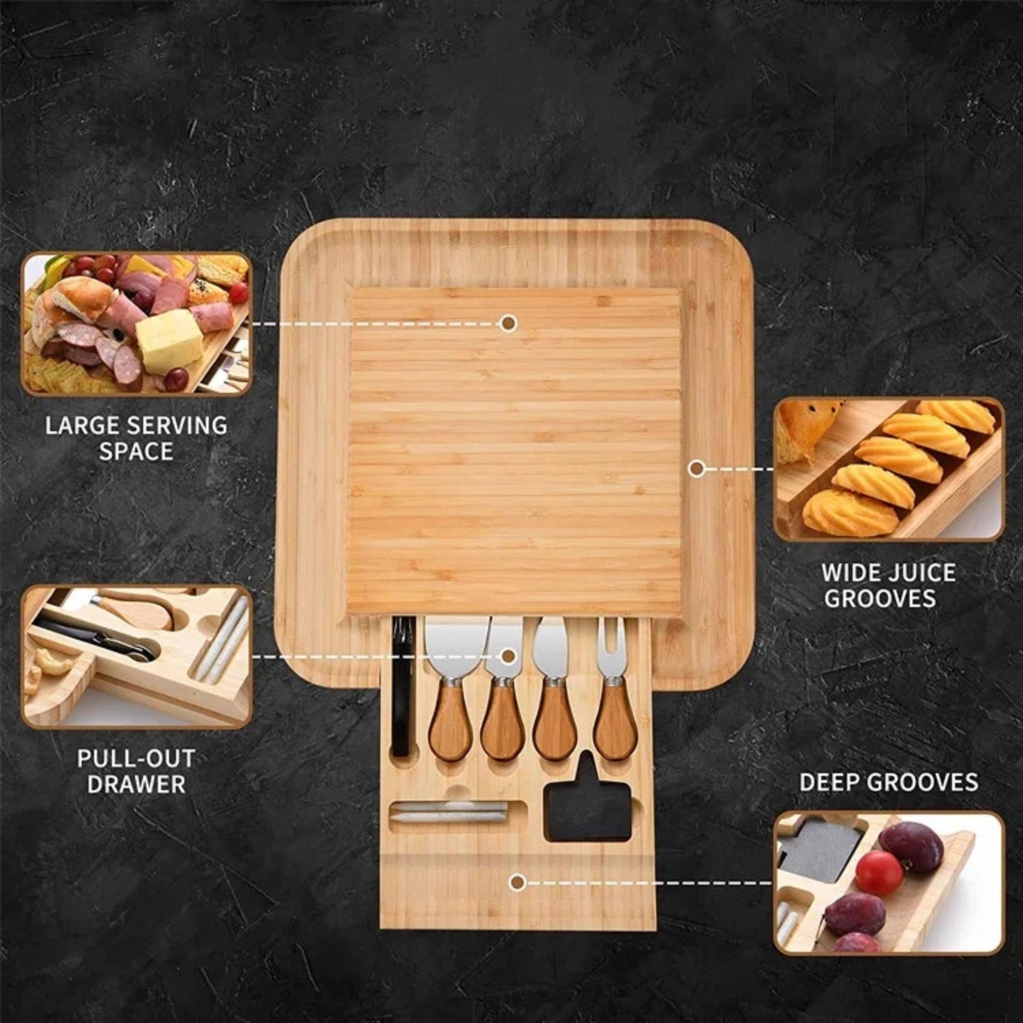 Custom engraved Charcuterie Board, Cheese Board with utensils, Platter with Name,  Wedding Gift for her, Thanksgiving Serving Tray