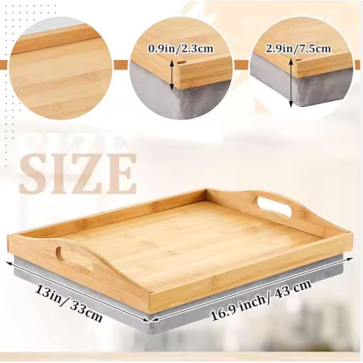 Personalized Breakfast Tray with Detachable Cushion, Custom Engraved Bed Tray with Handle, Cozy Lap Tray, Wedding or Housewarming Gift