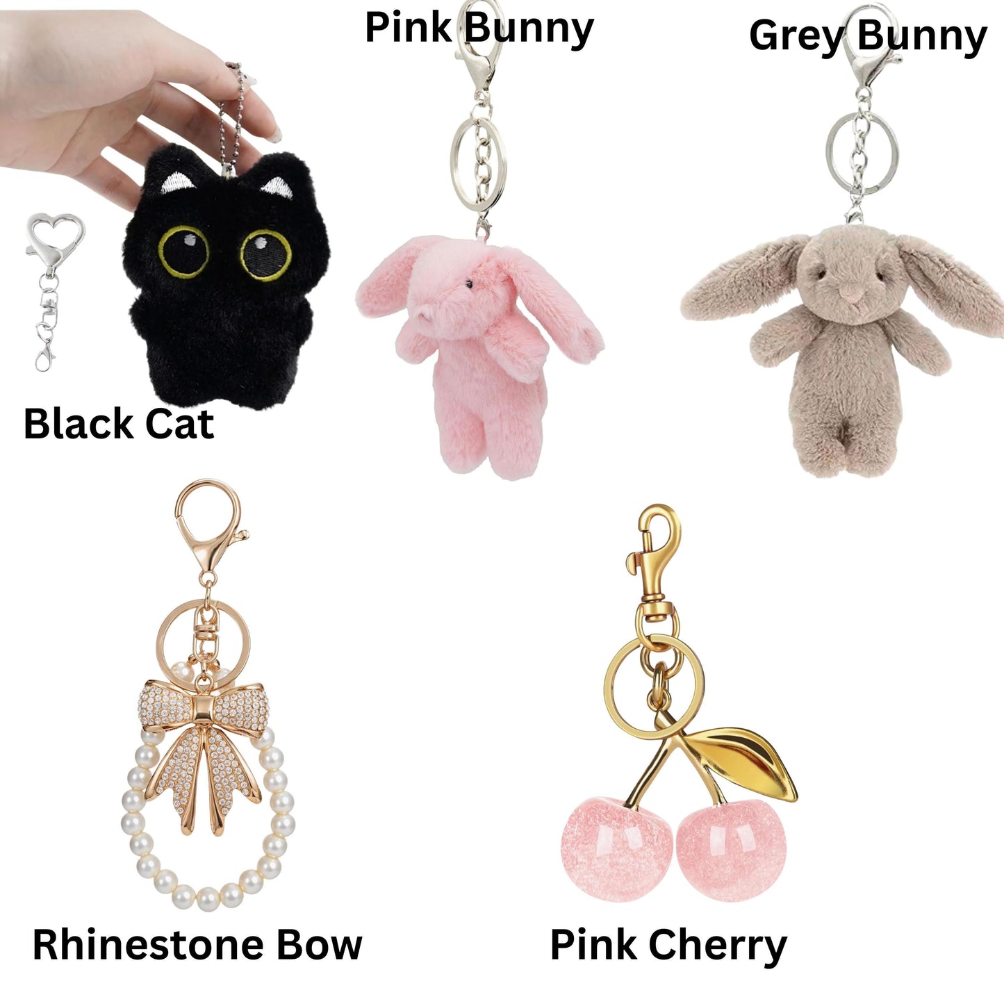 Pink Tumbler Bag with Charm, Crossbody Cup Holder Purse Fits Stanley Tumbler, Cute Gift for Women,Black Cat Bag Charm,Pink Grey Bunny Charm
