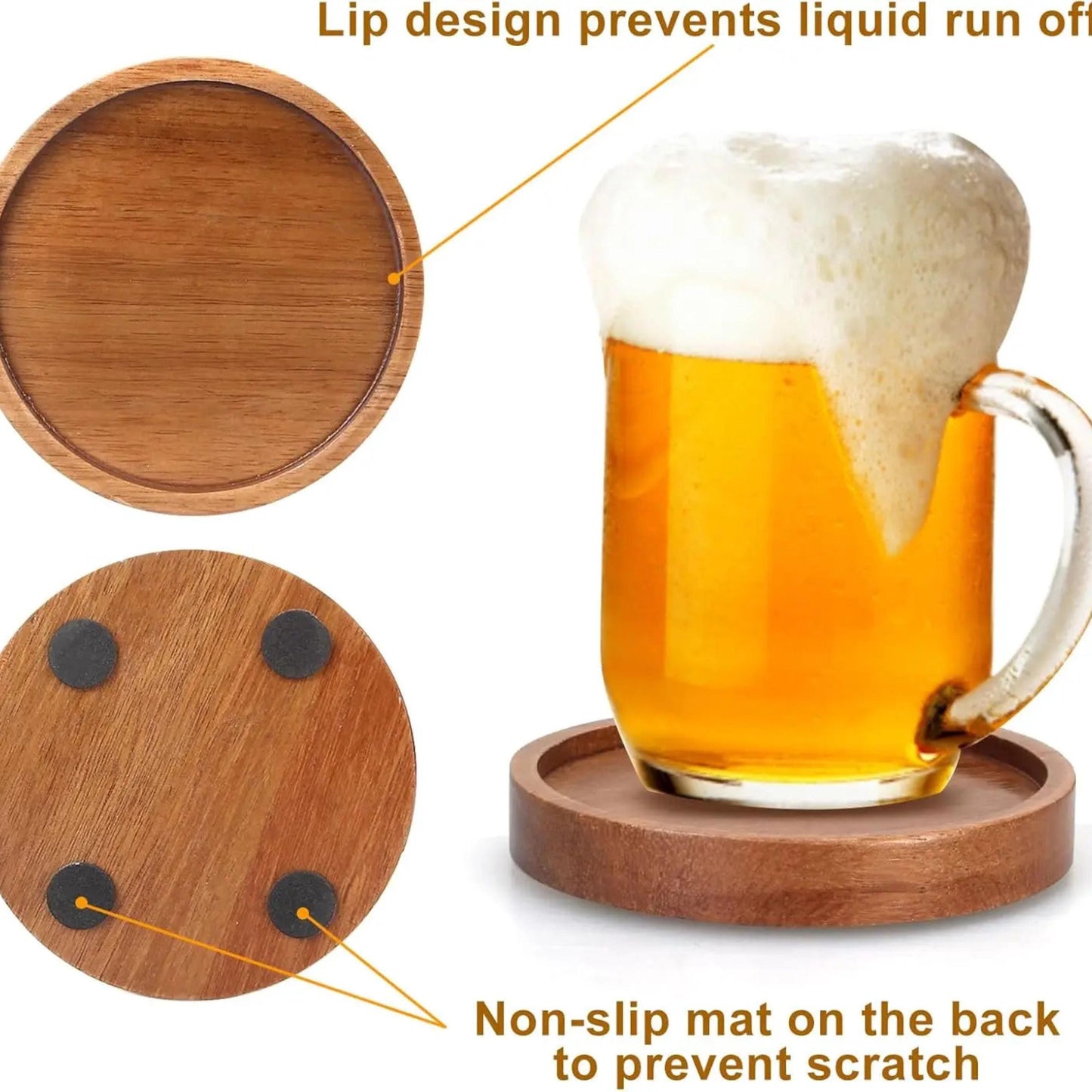 Personalized Wooden Coaster Set with Metal Holder, Custom Engraved Drink Coaster for Home, Wedding Gift, Housewarming Gift, Rustic Bar Decor