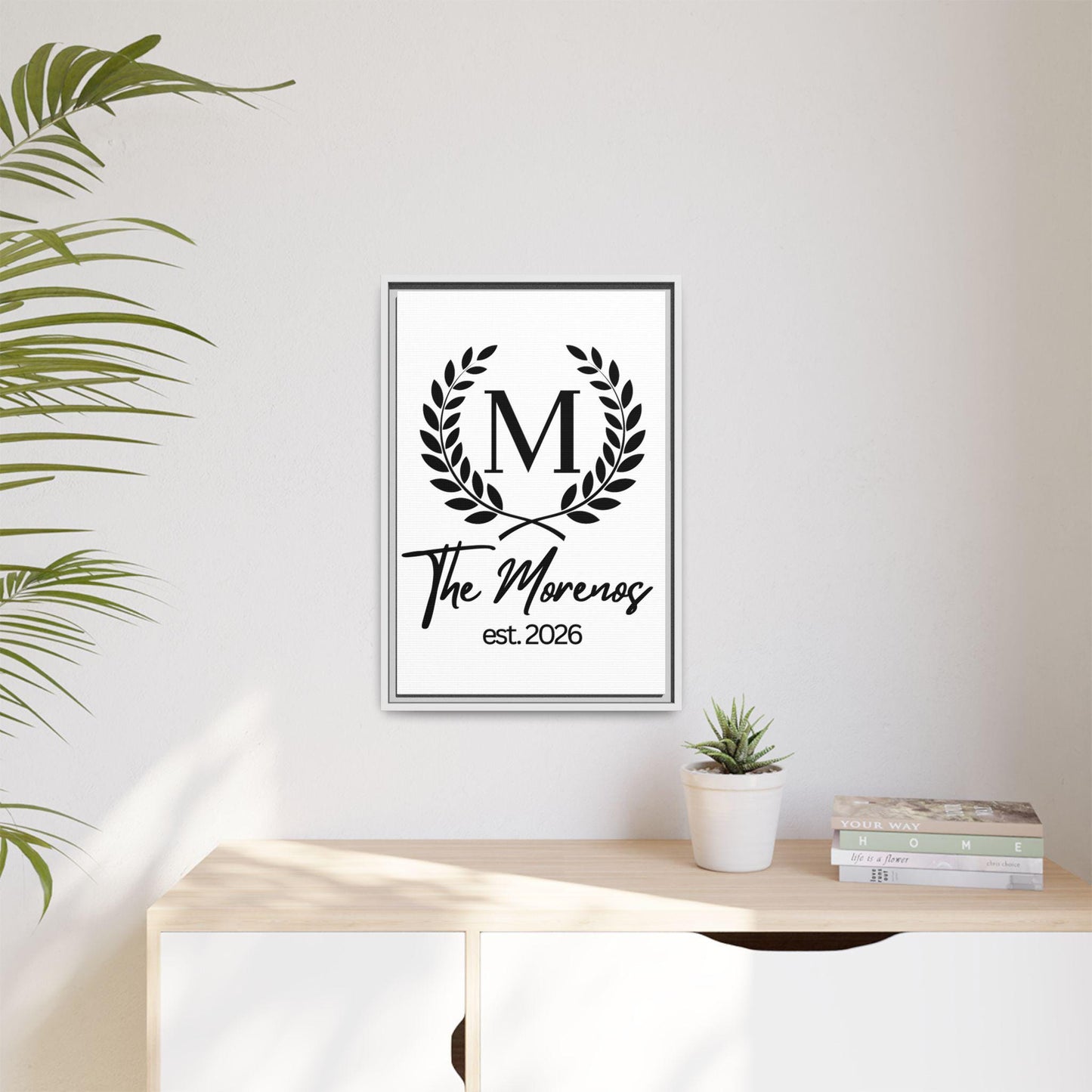Personalized Family Name Wall Art with Frame, Custom Last Name Sign, Minimalist Home Décor, Wedding  Housewarming Gift,Canvas Board Monogram