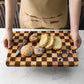 Custom Cutting Board with Juice Grooves, Personalized Checkered Charcuterie Board, Engraved Cheese Board,Wedding Gift for her, New Home Gift