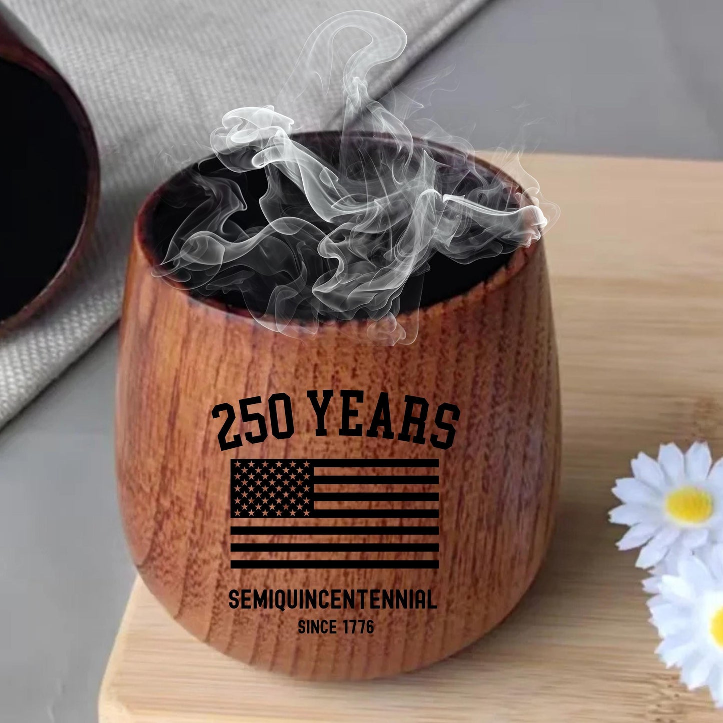 America at 250 Charred Wooden Whiskey Cup, Semiquincentennial 17762026 America Anniversary, 250th, 250 Years of Freedom, July 4th Gift