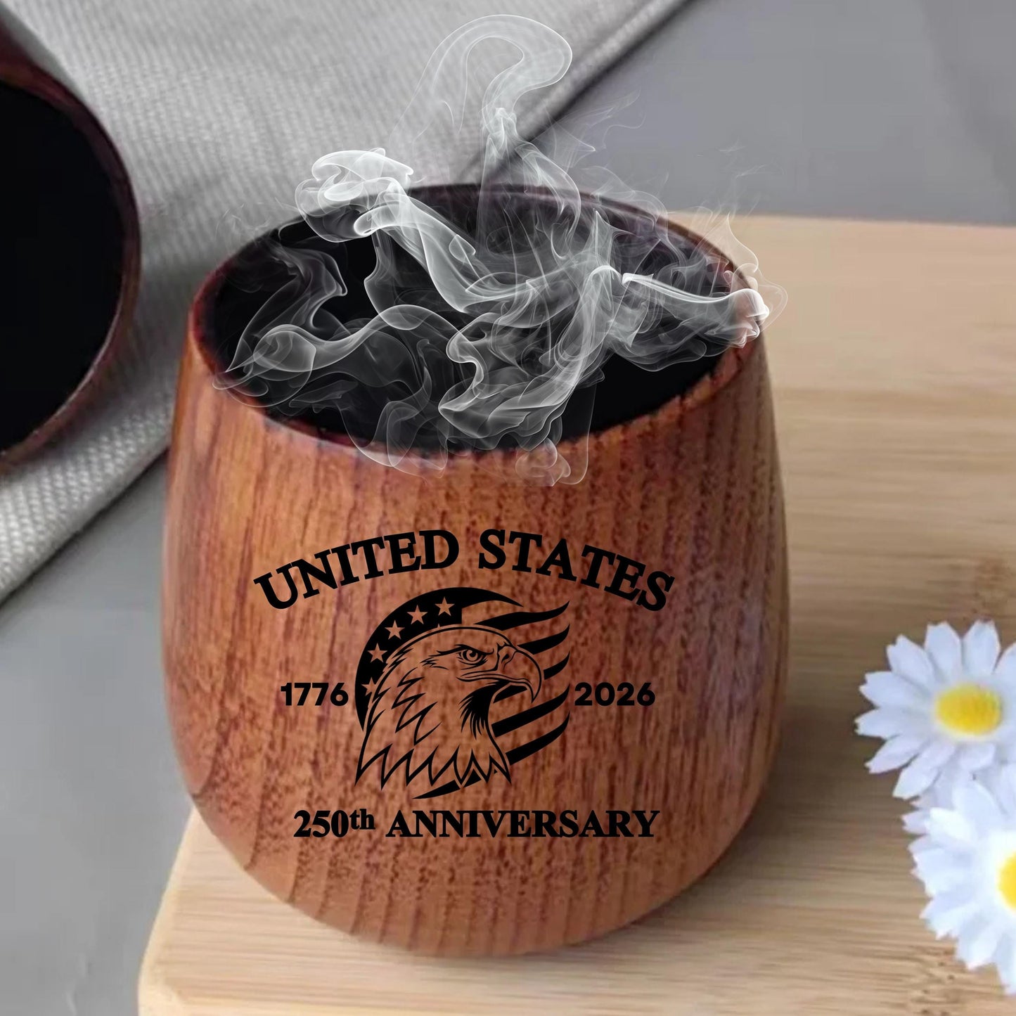250th Anniversary United States,  America at 250 Celebration Gift, Charred Wooden Bourbon Glass, Patriotic Gift, July 4th Keepsake gift him