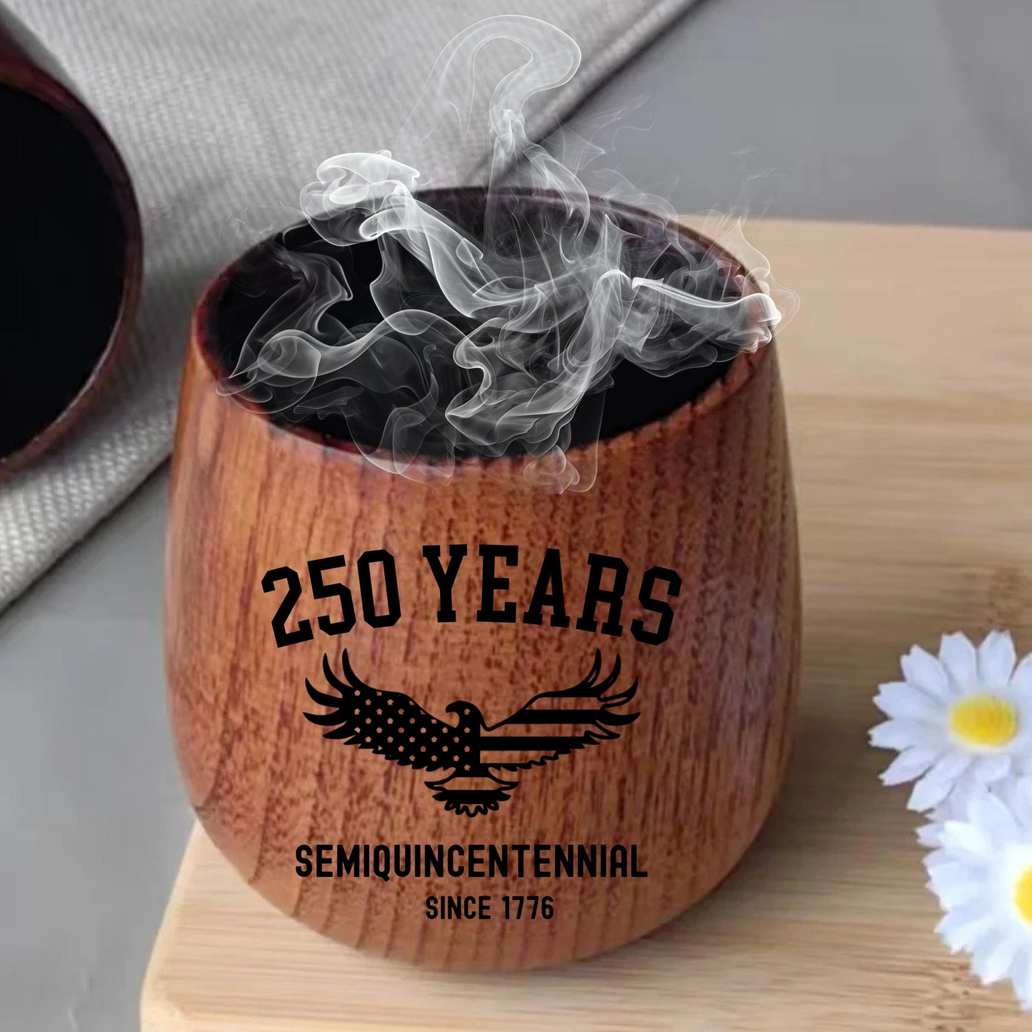 America at 250, United States 250th Anniversary, Charred Wooden Bourbon Glass, 17762026 July 4th gift, Charred Whiskey Cup, Patriotic Gift