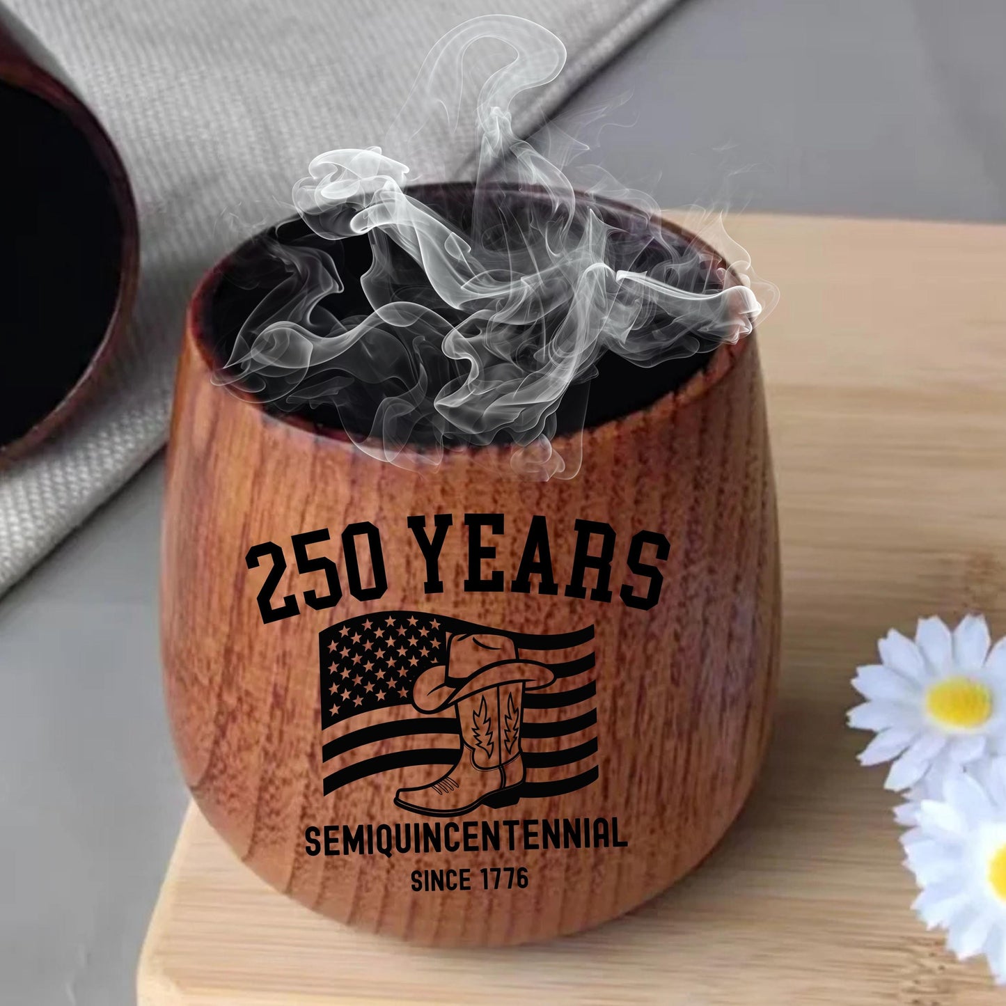 America at 250, United States 250th Anniversary, Charred Wooden Bourbon Glass, 17762026 July 4th gift, Charred Whiskey Cup, Patriotic Gift