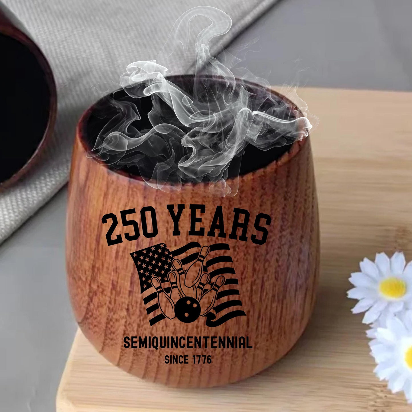 America at 250 Semiquincentennial Gift, Charred Wooden Bourbon Glass, Patriotic Gift, July 4th Keepsake, United States 250th Anniversary