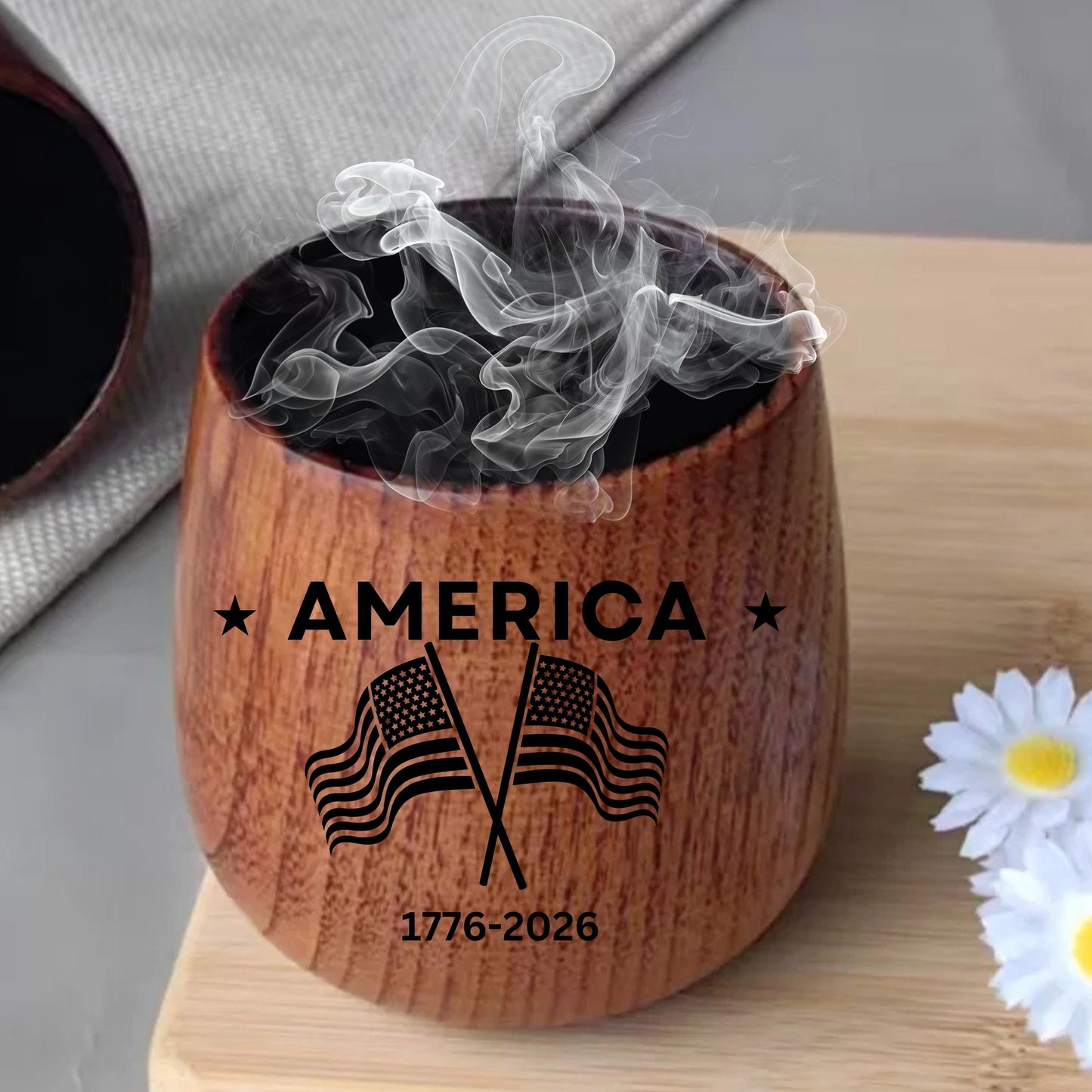 America at 250 Semiquincentennial Gift, Charred Wooden Bourbon Glass, Patriotic Gift, July 4th Keepsake, United States 250th Anniversary