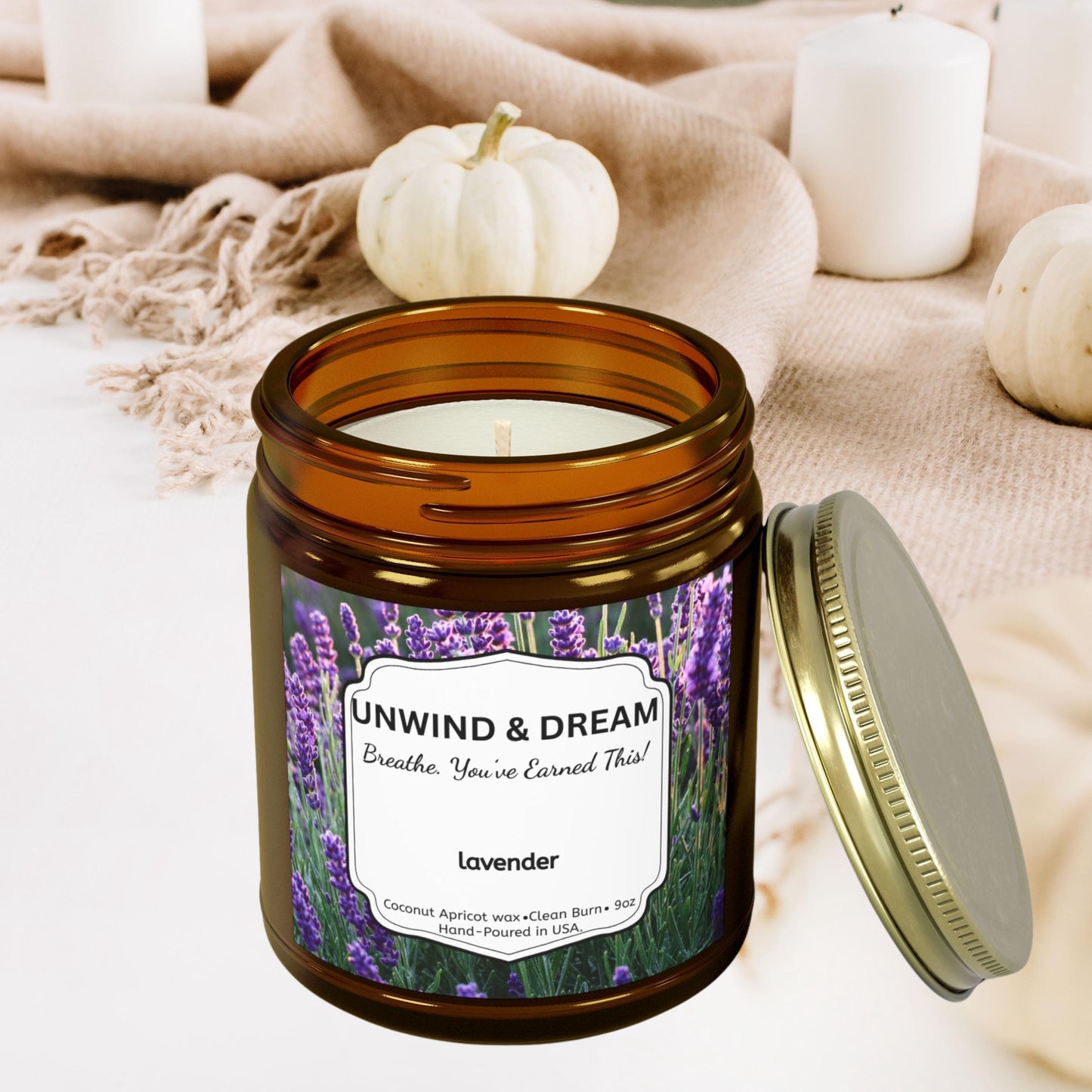 Mood Candle and Wick Trimmer Gift Set, Coconut Apricot Wax Candles, Scented Candles for Relaxation & Self-Care Gift for Her or Him