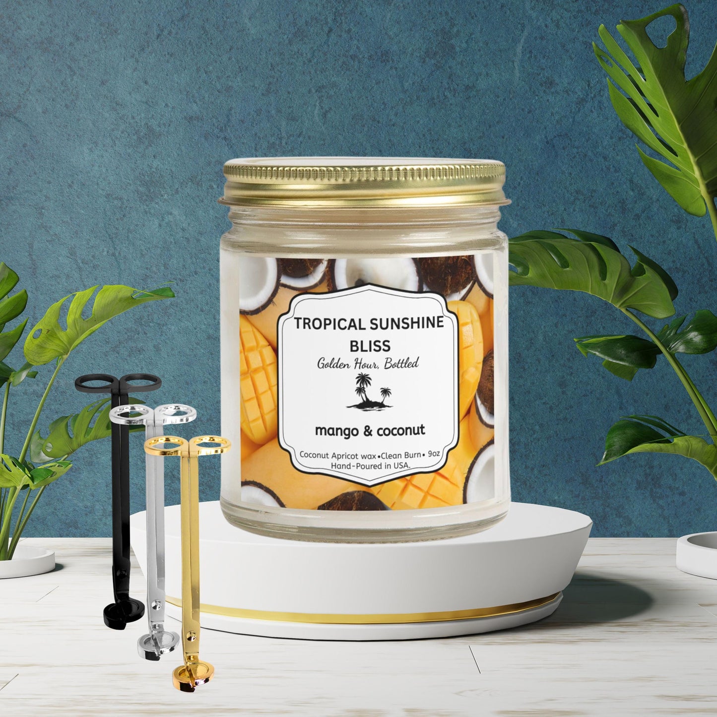 Mood Candle and Wick Trimmer Gift Set, Coconut Apricot Wax Candles, Scented Candles for Relaxation & Self-Care Gift for Her or Him