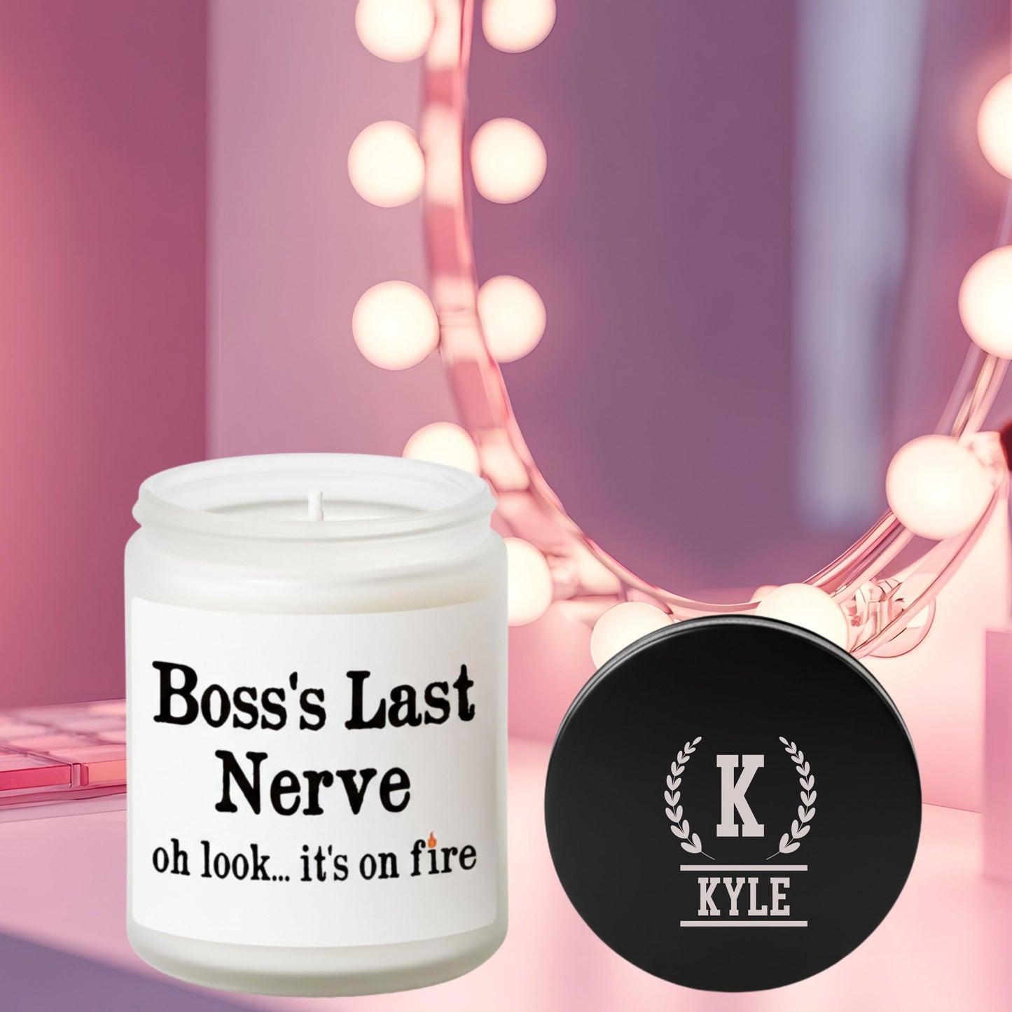 Bosss Last Nerve Candle 7oz , Personalized Funny Gift for Boss, Lavender & Eucalyptus Scent, Work Humor  Office Gift, Employee Appreciation