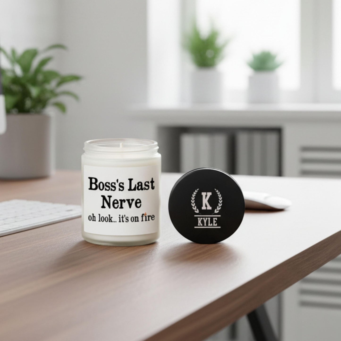 Bosss Last Nerve Candle 7oz , Personalized Funny Gift for Boss, Lavender & Eucalyptus Scent, Work Humor  Office Gift, Employee Appreciation