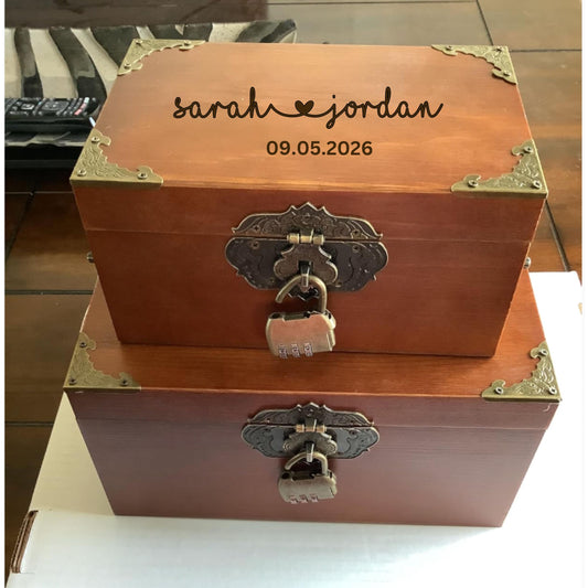 Personalized Wooden Keepsake Box with Lock, Walnut Storage Box, Jewelry Organizer, Custom Memory Box, Anniversary or Wedding Gift