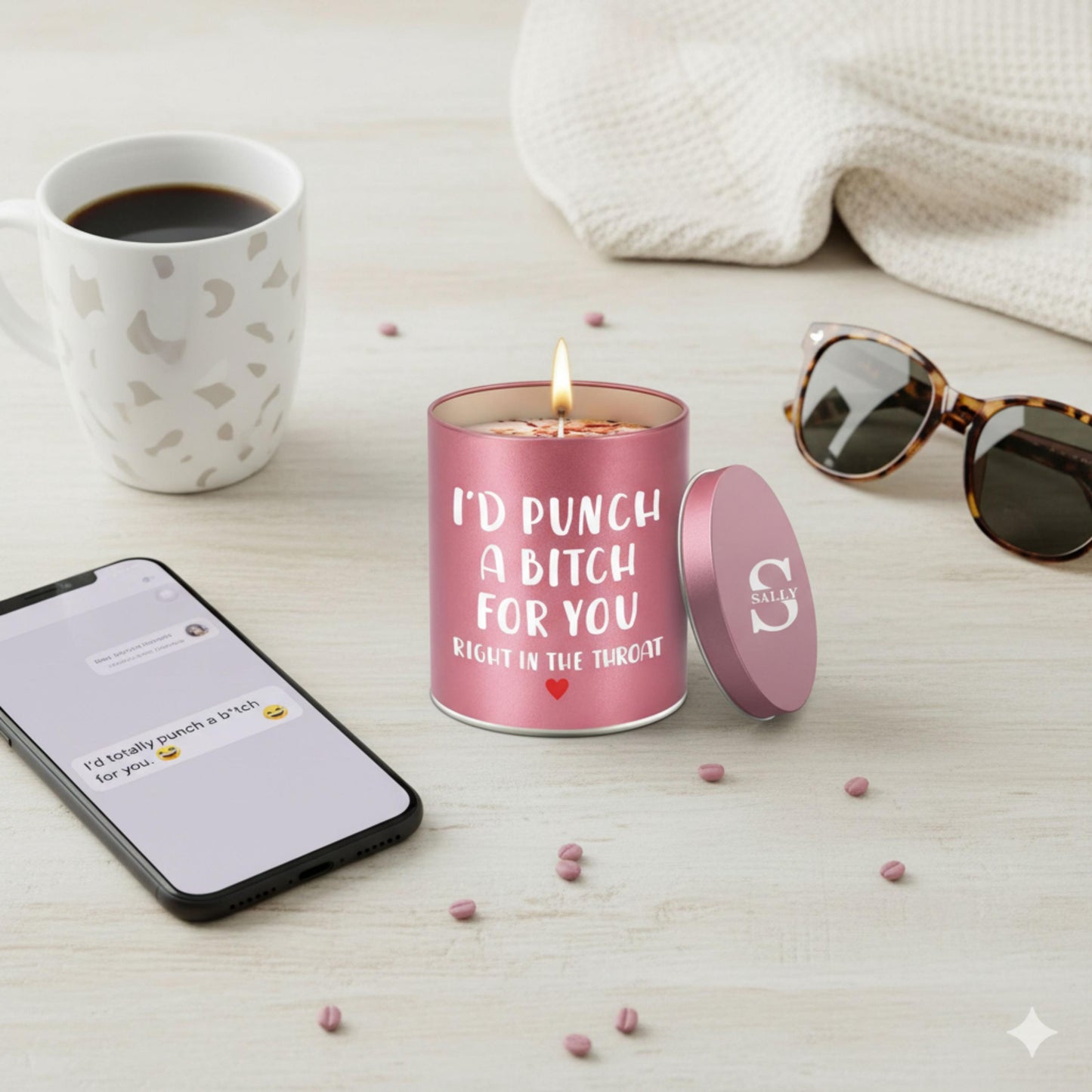 Personalized I'd Punch a Bitch For You Candle, Best Friend Gift, Funny Candle Gift, Sassy Gift for Her, 9 oz Soy Wax Scented Candle Gag Gift