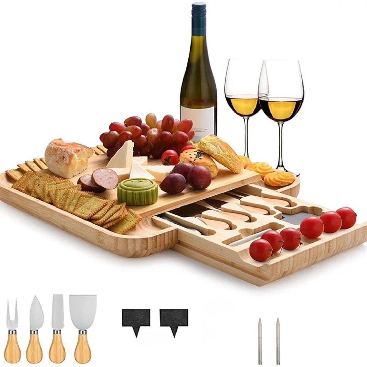 Personalized Charcuterie Board with Accessories, 5 year Anniversary Gift, Custom Engraved Cheese Board & Platter, 5th Wedding Anniversary