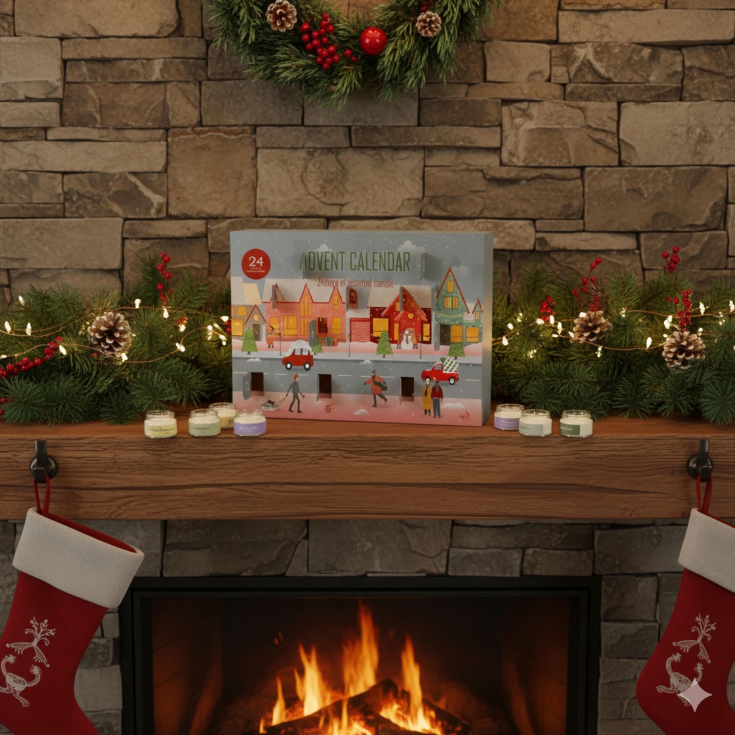 Personalized Advent Calendar Candle Set, 24 Day Countdown to Christmas, Candle with Tray, Holiday Gift for Family, 2025 Christmas Decor