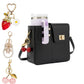 Tumbler Bag with Pink Cherry Charm, Crossbody Cup Holder Purse compatible with stanley tumbler, Gift for Women, Purse charm handbag