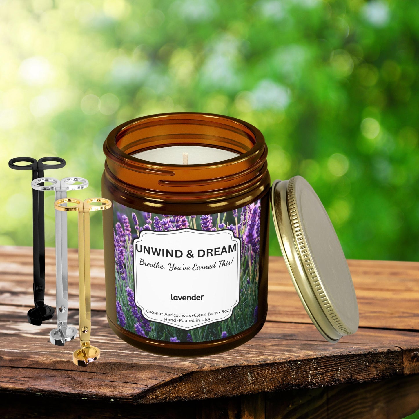 Mood Candle and Wick Trimmer Gift Set, Unwind & Dream Lavender Candle, Relaxation and Self-Care Candle Gift for Her or Him, 4oz 9oz candle
