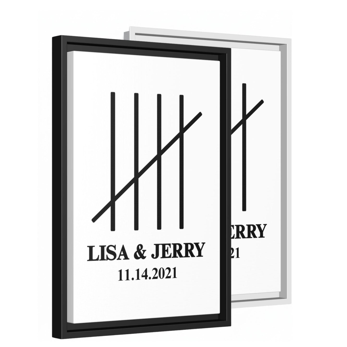 Personalized 5 Year Anniversary Wall Art, 5th year Wedding Anniversary, 5 Years Married Gift, Framed Canvas Print for Couple, Minimalist Art