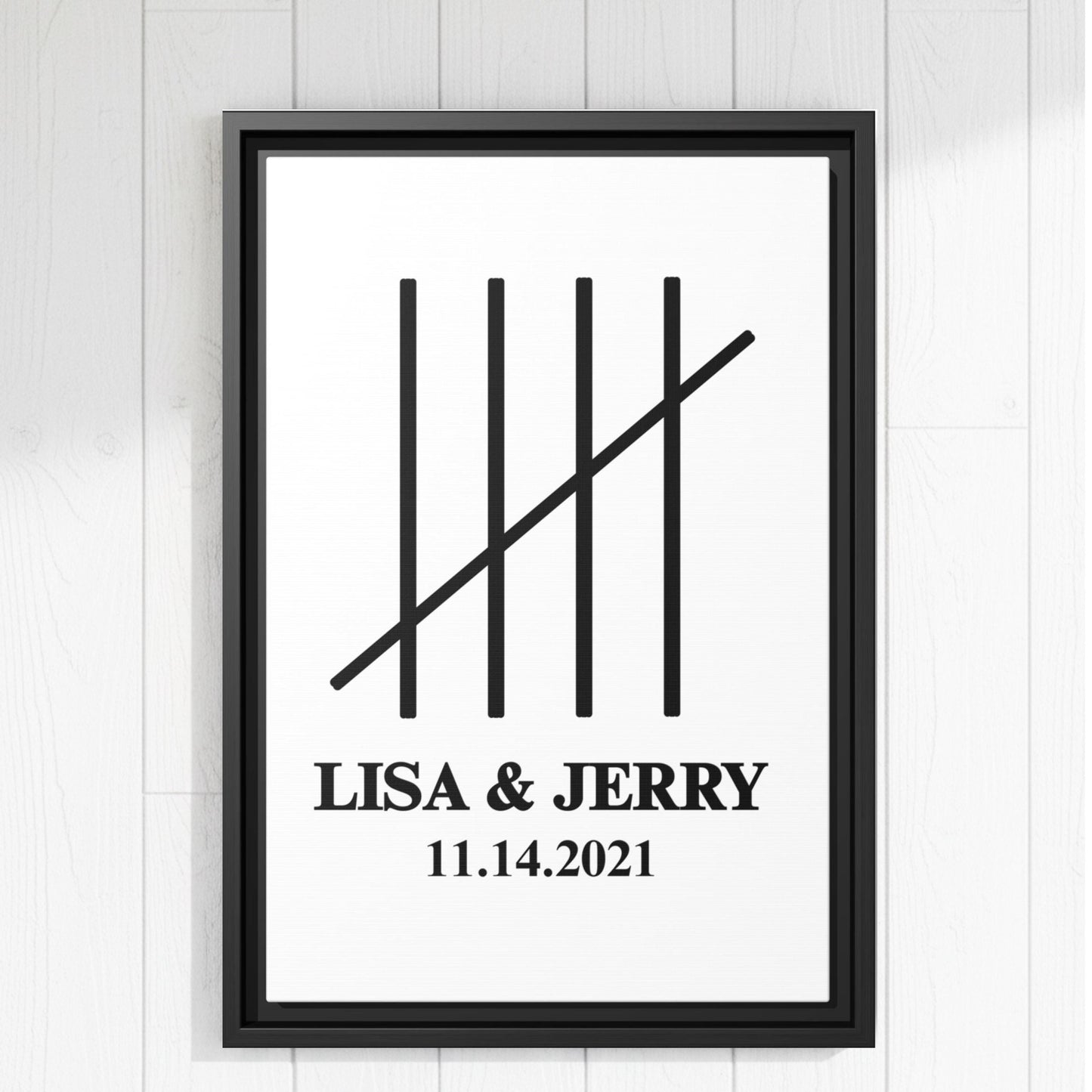 Personalized 5 Year Anniversary Wall Art, 5th year Wedding Anniversary, 5 Years Married Gift, Framed Canvas Print for Couple, Minimalist Art