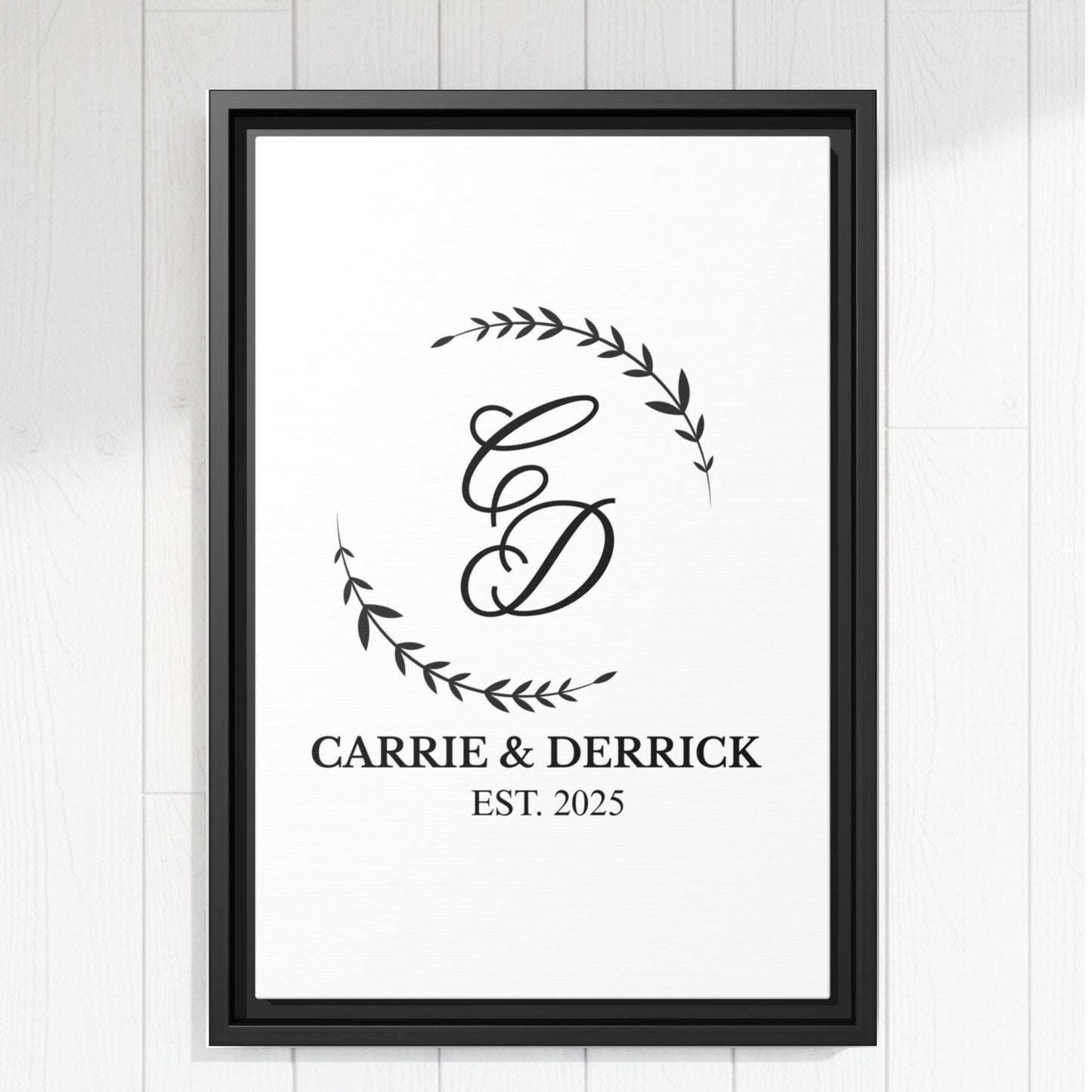 Personalized Monogram Wall Art, Custom Names Initials & Year poster, Framed Canvas Print, Wedding Gift, New Home Decor, Anniversary Keepsake