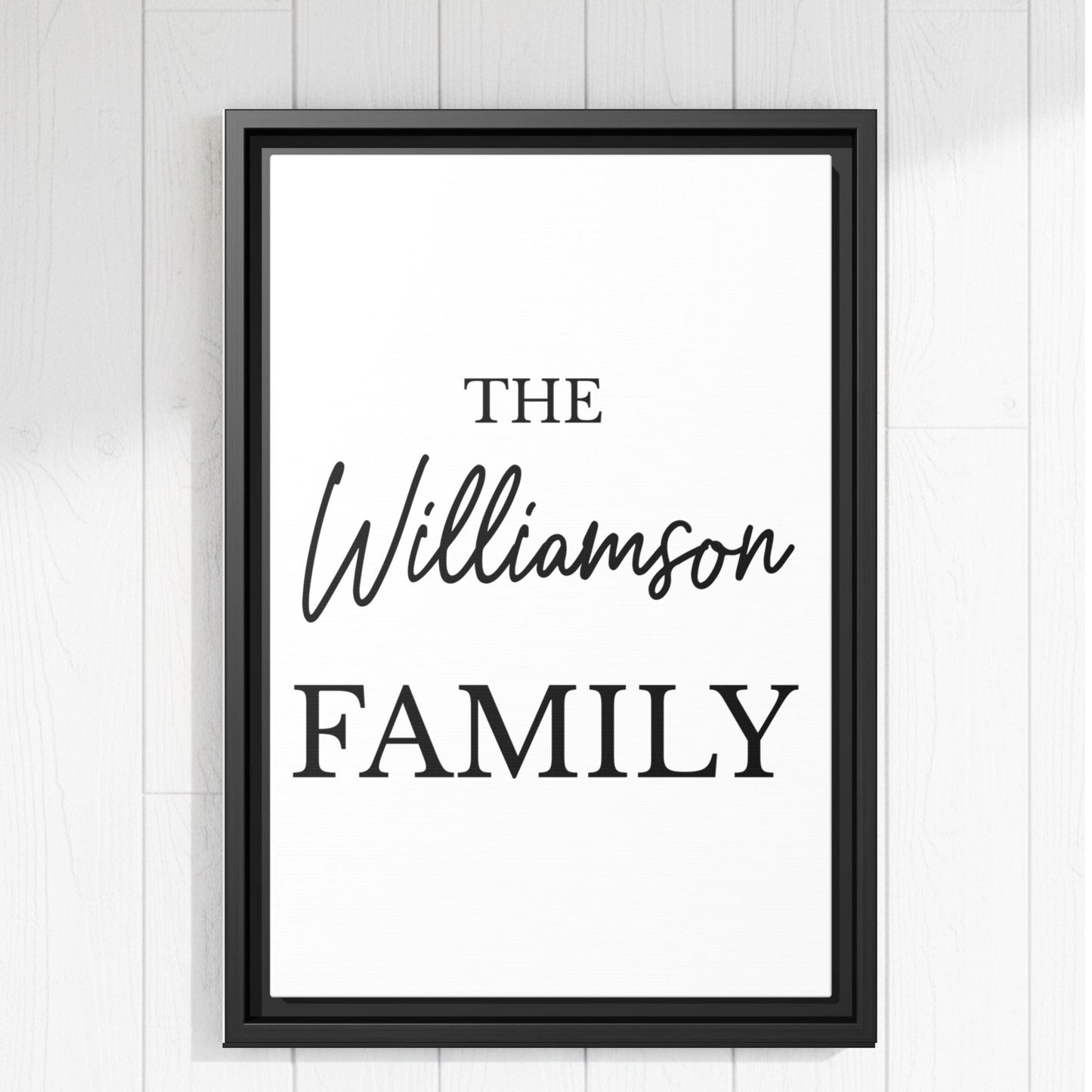 Custom Family Name Framed Canvas, Personalized Last Name Wall Art, Minimal Family Sign, Wedding or Housewarming Gift, New House Decor