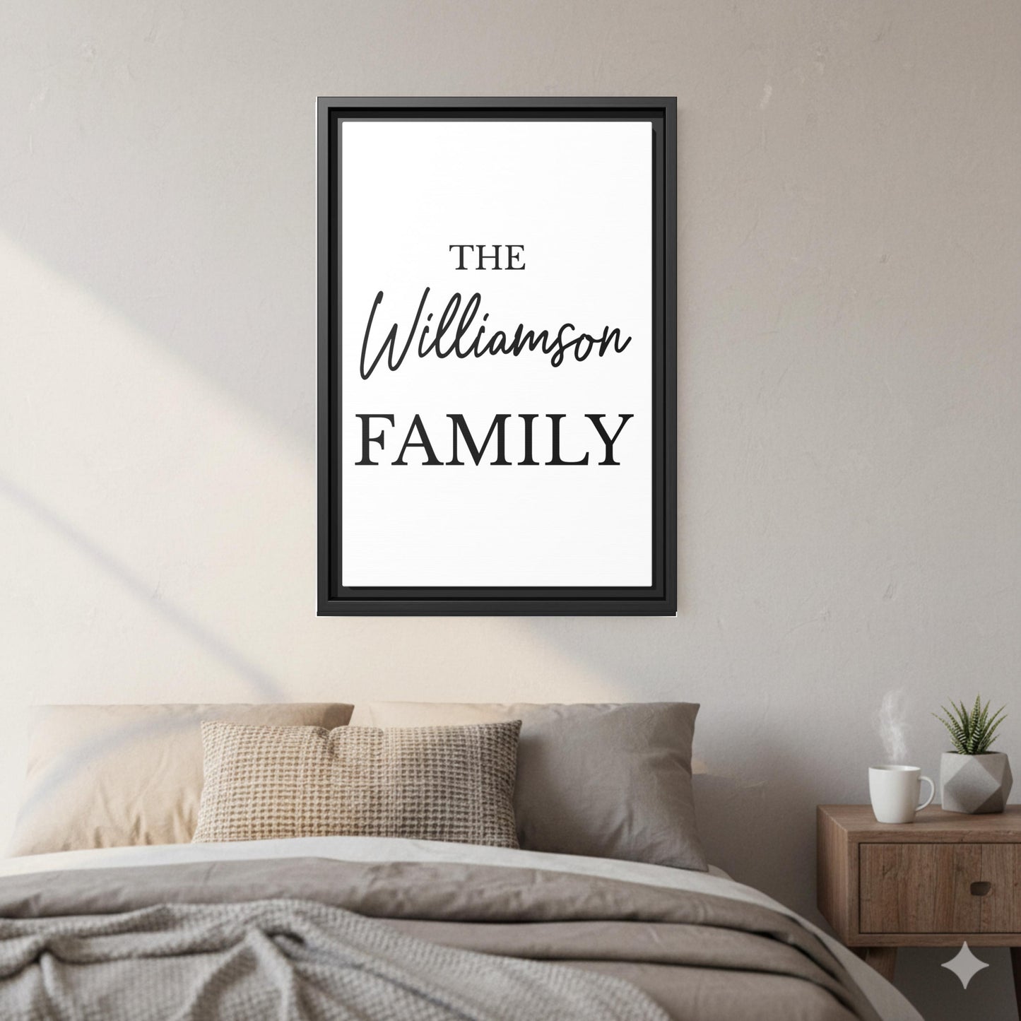 Custom Family Name Framed Canvas, Personalized Last Name Wall Art, Minimal Family Sign, Wedding or Housewarming Gift, New House Decor