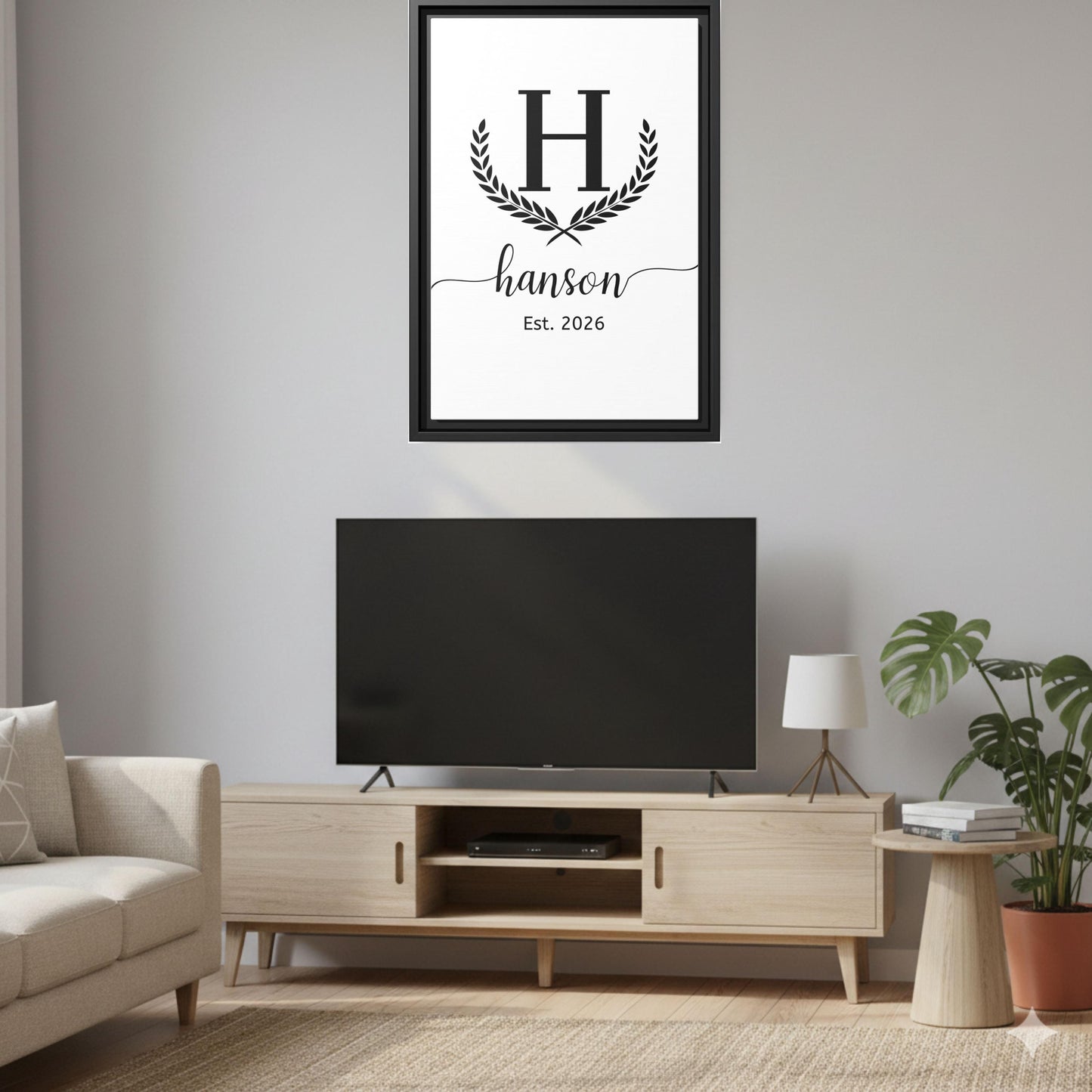 Personalized Family Monogram Wall Art, Personalized Last Name Framed Canvas, Minimal Family Sign, Wedding Housewarming Gift, New Home Decor