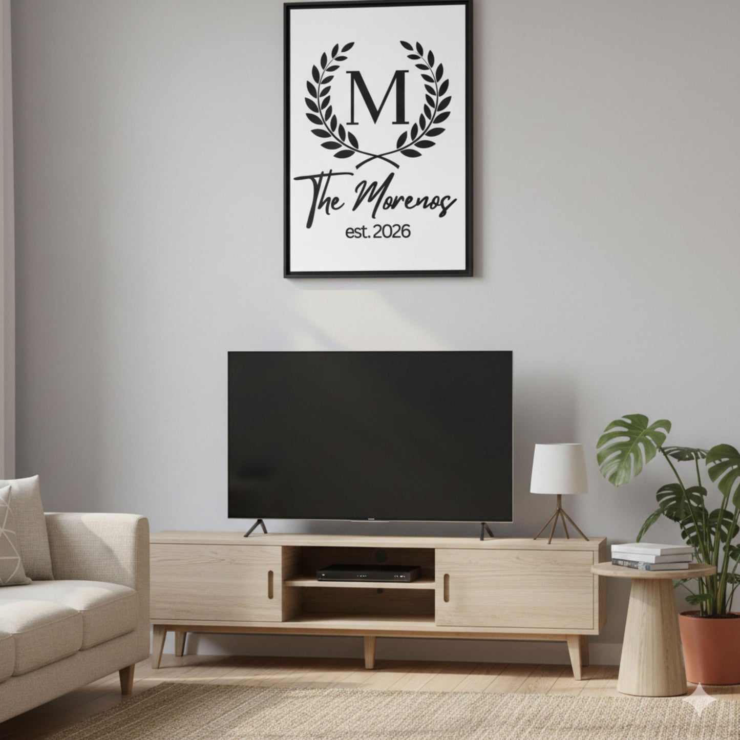 Personalized Family Name Wall Art with Frame, Custom Last Name Sign, Minimalist Home Décor, Wedding  Housewarming Gift,Canvas Board Monogram