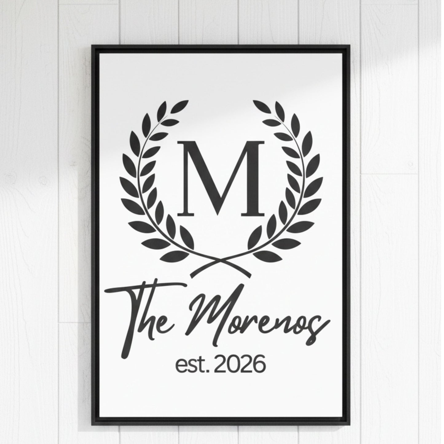 Personalized Family Name Wall Art with Frame, Custom Last Name Sign, Minimalist Home Décor, Wedding  Housewarming Gift,Canvas Board Monogram