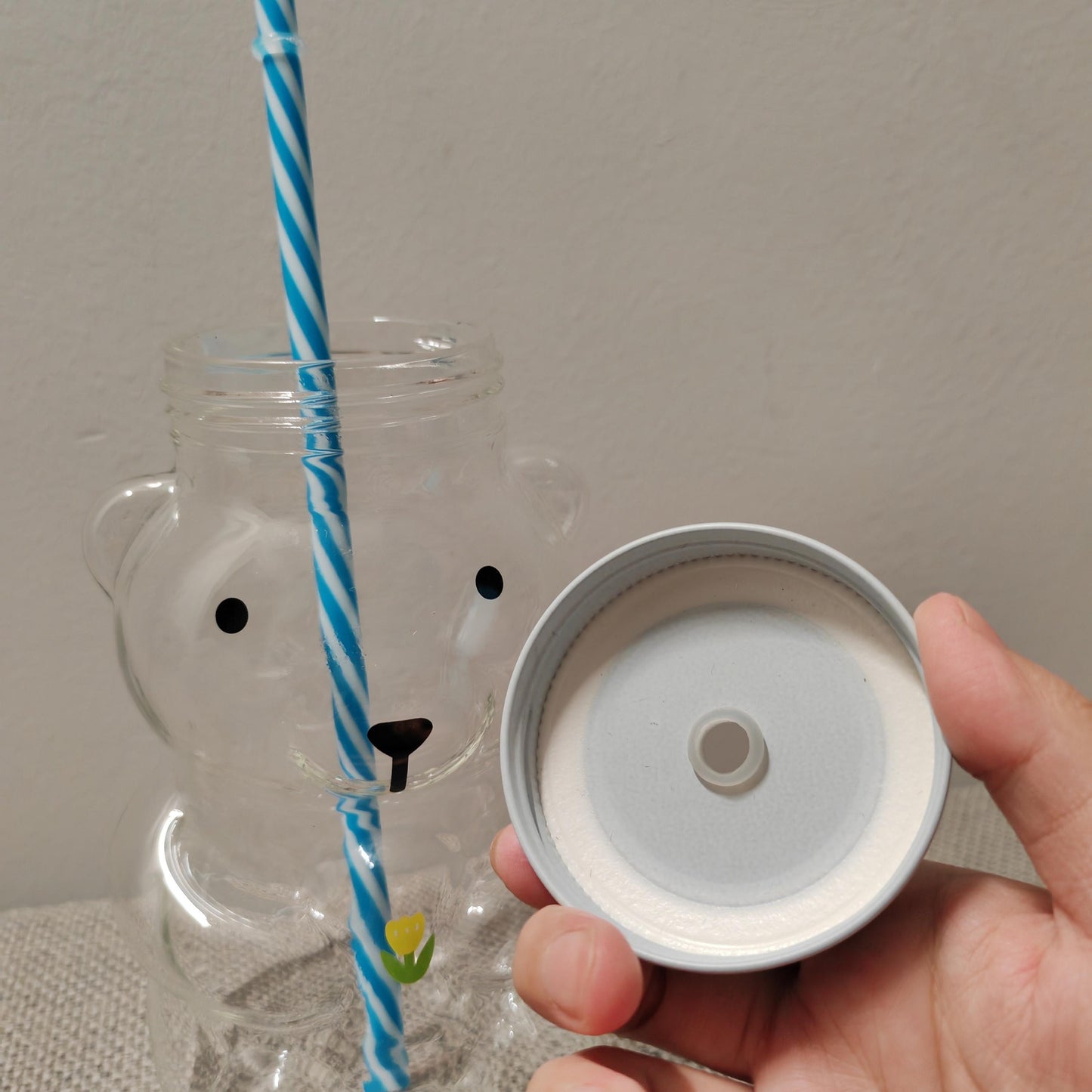 Bear Shaped Coffee Cup, Personalized Bear Glass Mug, Engraved Iced Coffee Cup with Straw, Cute Animal Coffee Mug, Custom Coffee Lovers Gift