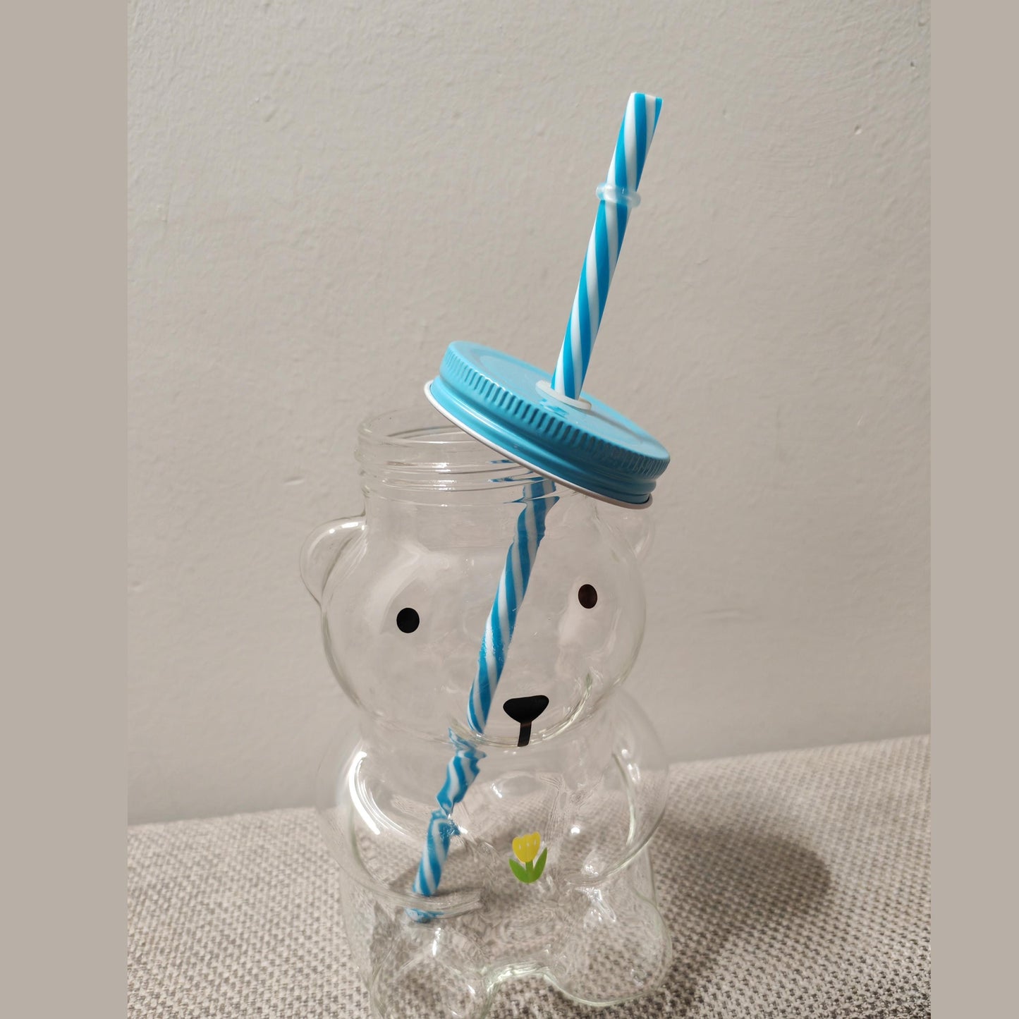 Bear Shaped Coffee Cup, Personalized Bear Glass Mug, Engraved Iced Coffee Cup with Straw, Cute Animal Coffee Mug, Custom Coffee Lovers Gift