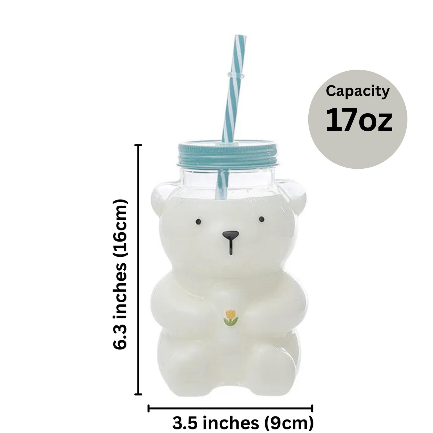 Custom Bear Shaped Coffee Cup, Personalized Bear Glass Mug, Engraved Iced Coffee Cup with Straw, Cute Animal Coffee Mug, Coffee Lovers Gift