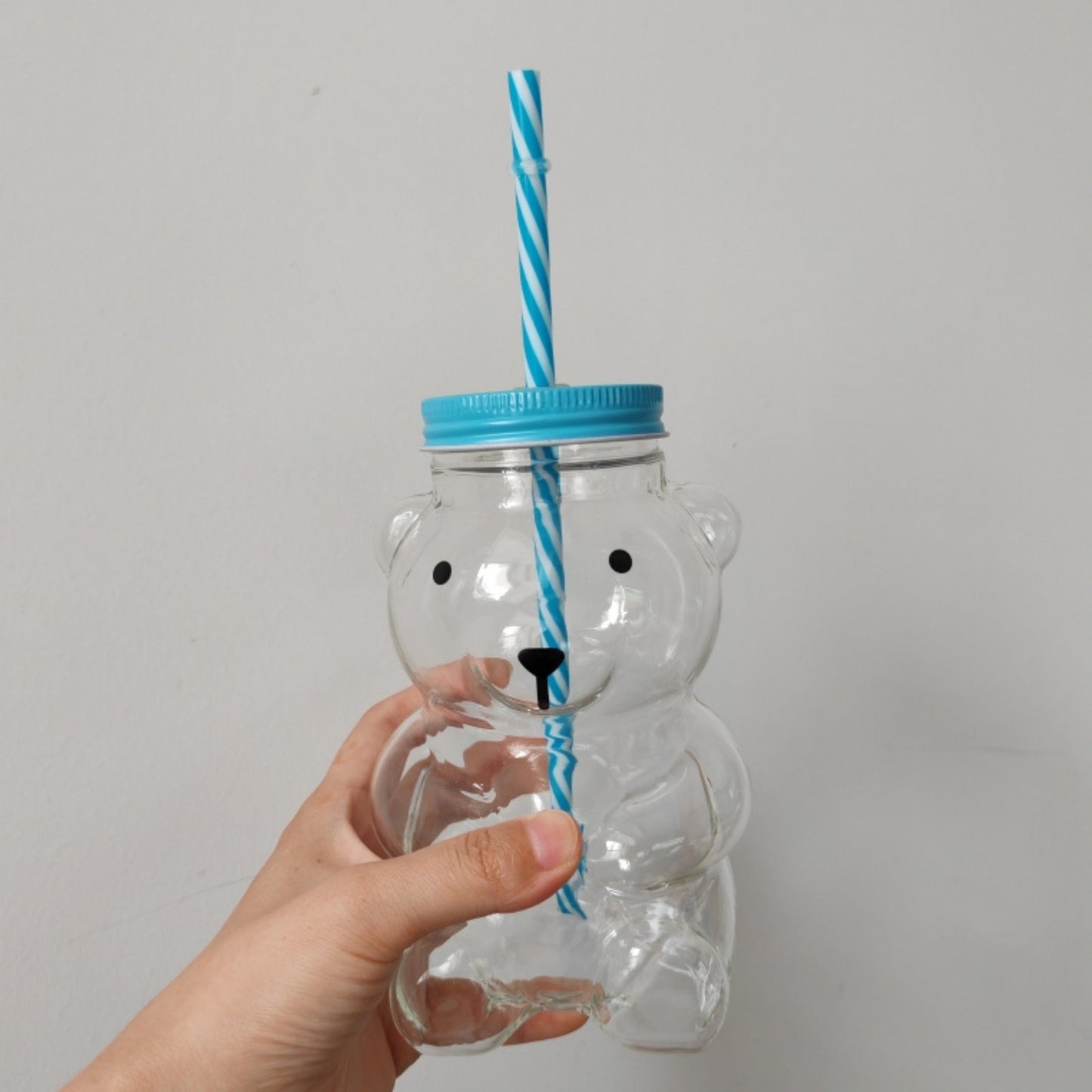 Custom Bear Shaped Coffee Cup, Personalized Bear Glass Mug, Engraved Iced Coffee Cup with Straw, Cute Animal Coffee Mug, Coffee Lovers Gift