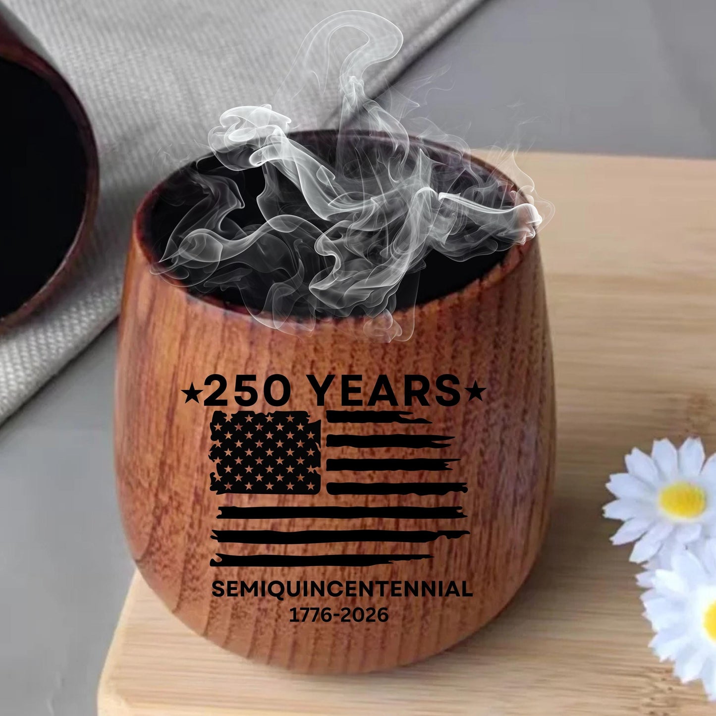 America at 250, United States 250th Anniversary, Charred Wooden Bourbon Glass, 17762026 July 4th gift, Charred Whiskey Cup, Patriotic Gift