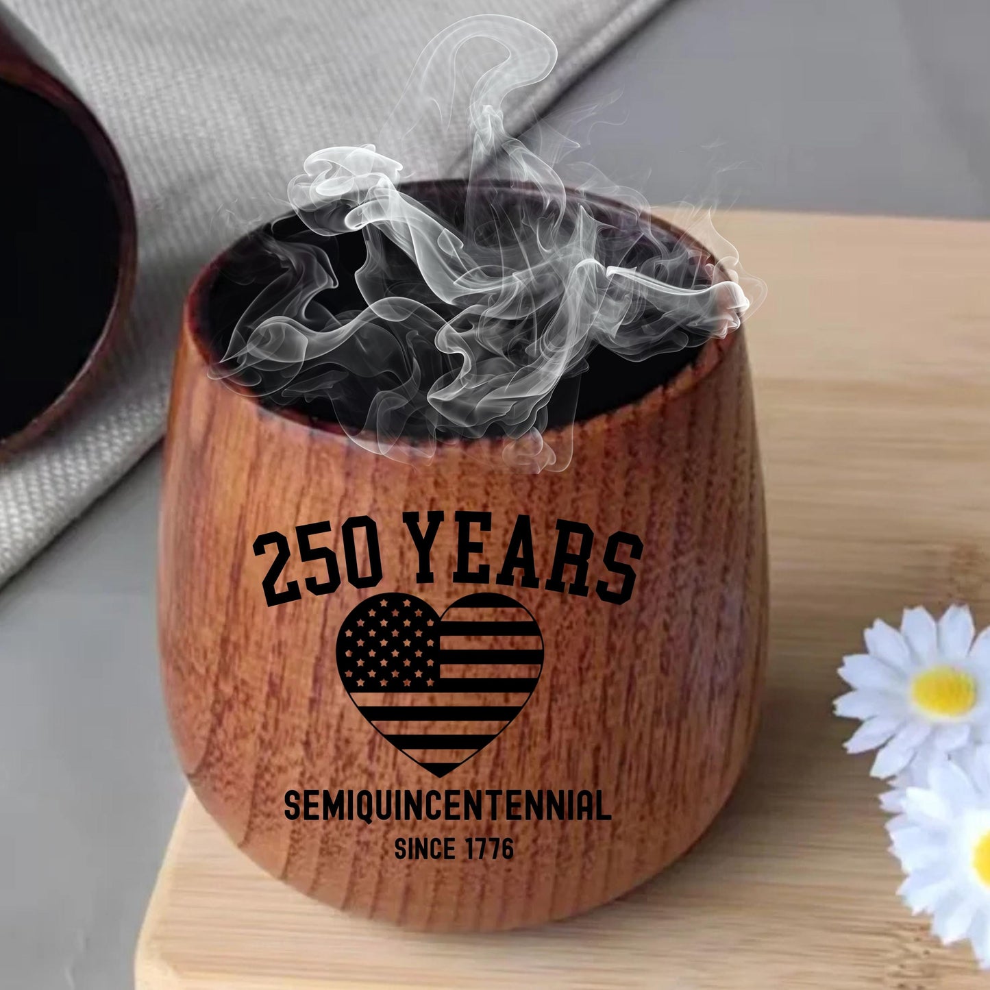 America at 250 Charred Wooden Whiskey Cup, Semiquincentennial 17762026 America Anniversary, 250th, 250 Years of Freedom, July 4th Gift