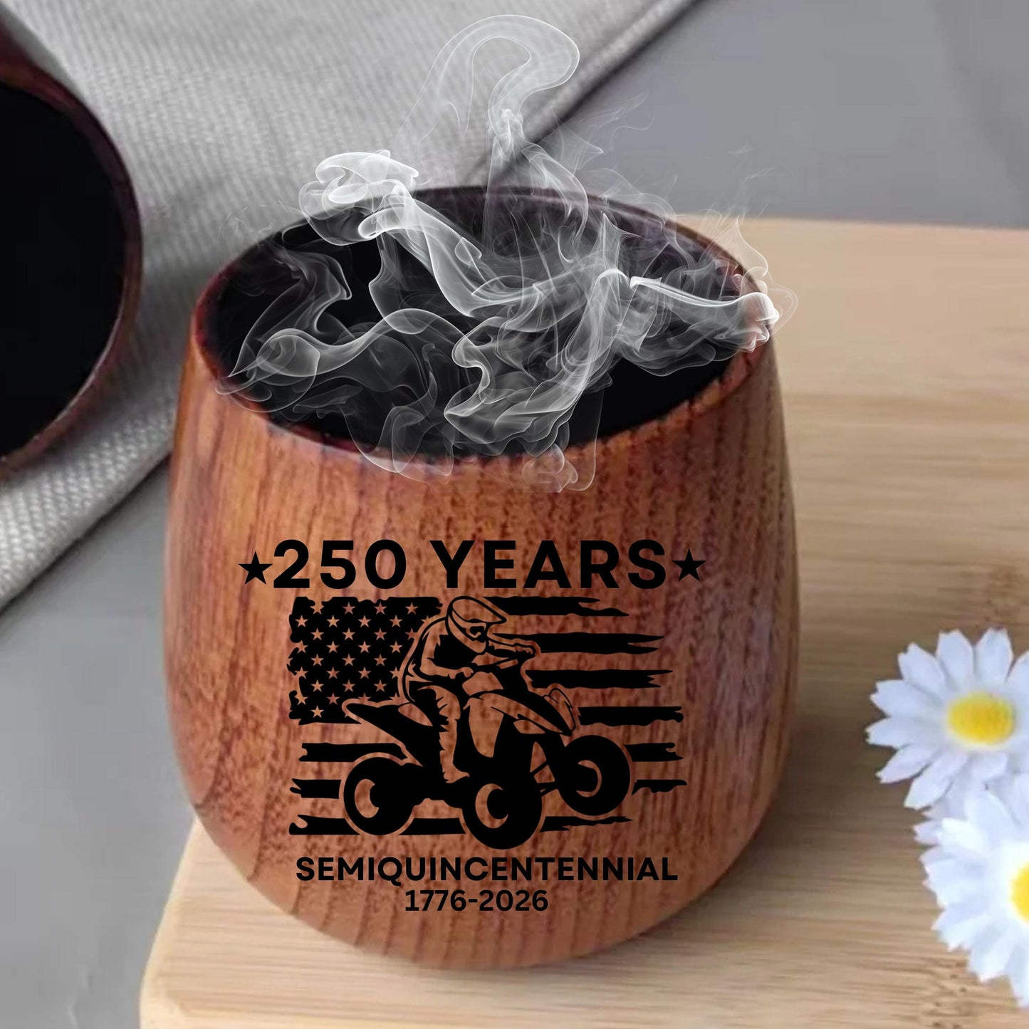 America at 250 Semiquincentennial Gift, Charred Wooden Bourbon Glass, Patriotic Gift, July 4th Keepsake, United States 250th Anniversary