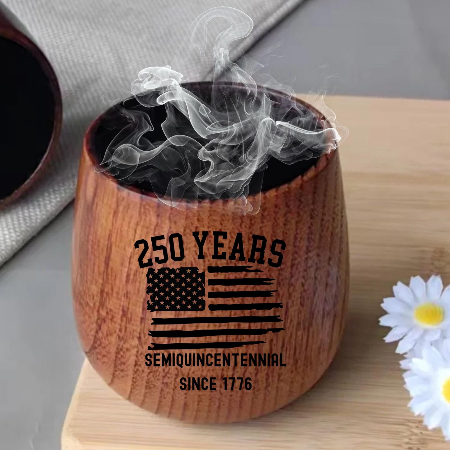 250th Anniversary United States,  America at 250 Celebration Gift, Charred Wooden Bourbon Glass, Patriotic Gift, July 4th Keepsake gift him