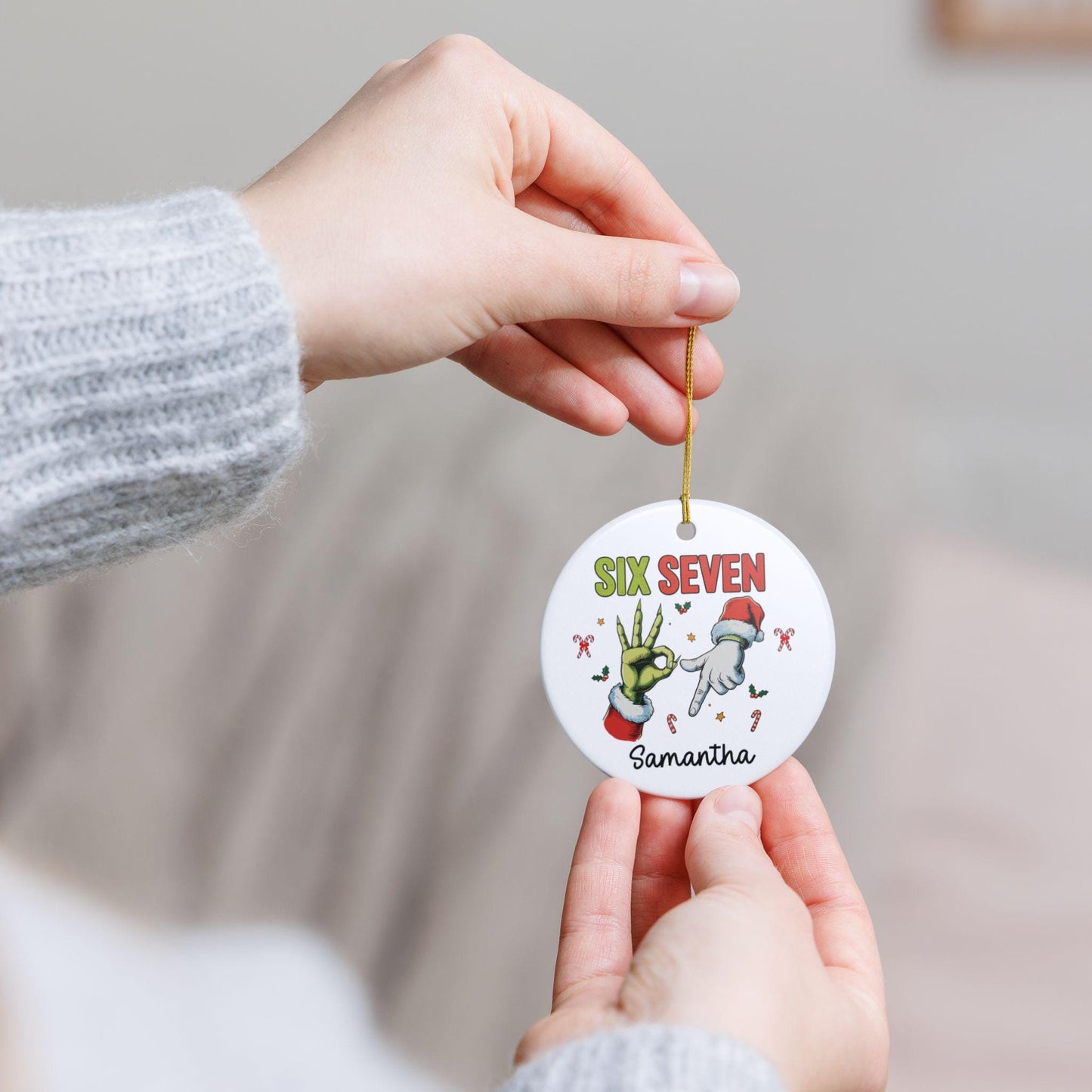 Custom 67 Ornament 2025, Funny Teen Slang Christmas Ornament, Gen Alpha Meme, Six Seven Ornament, Teen Grandkid Gift, 67 Trend Decor